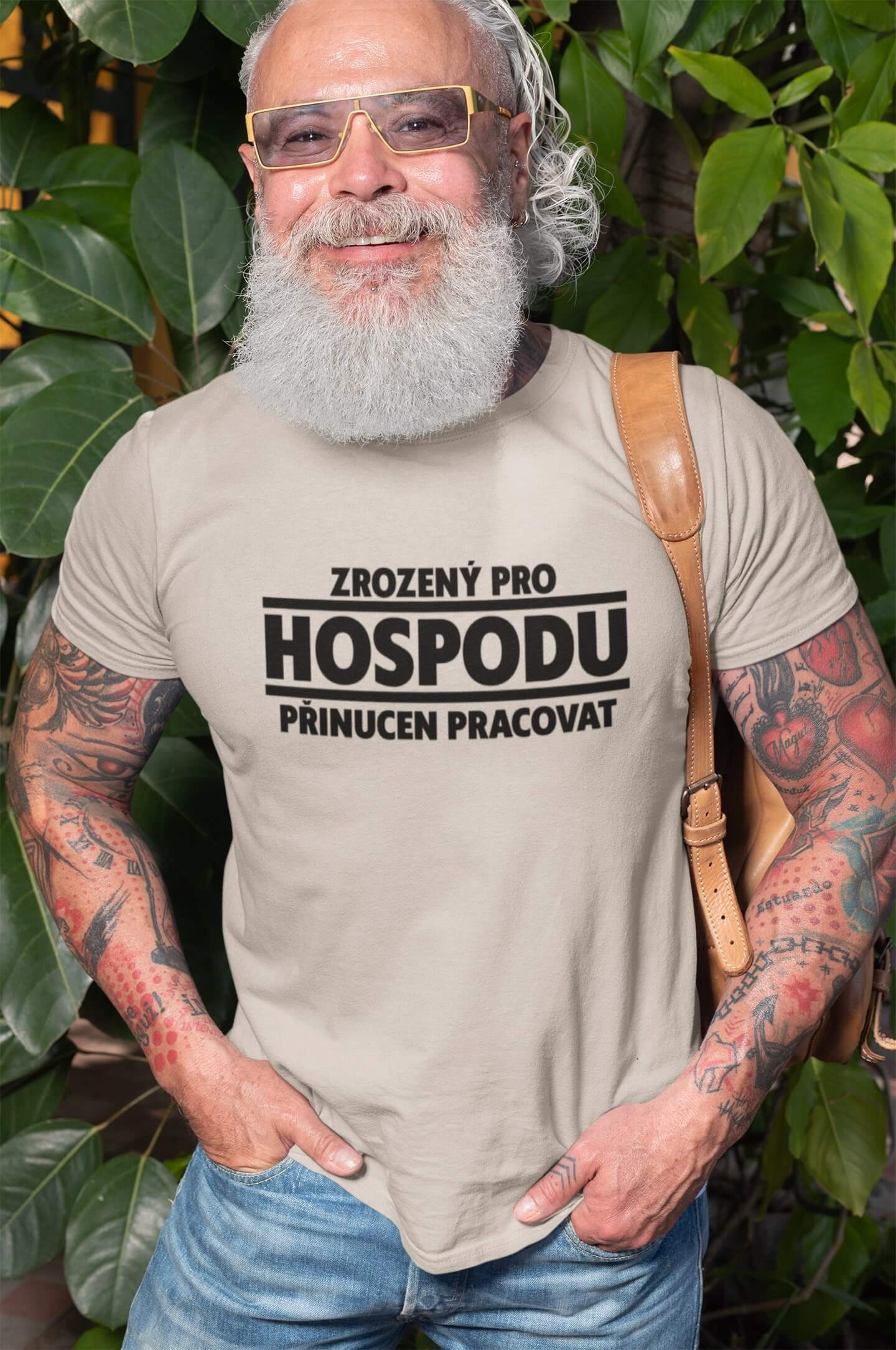 Pánské tričko Zrozený pro hospodu Barva: Ledově šedá, Velikost: M