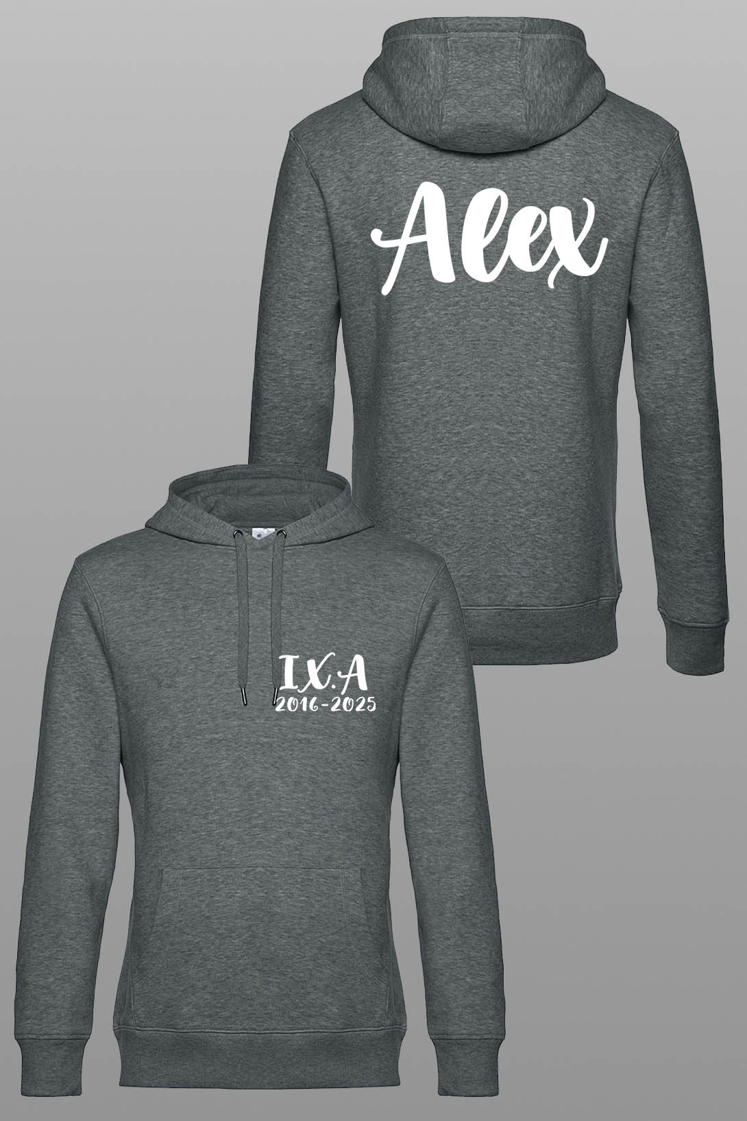 Absolventská mikina s vlastním jménem Barva: Tmavě šedý melír