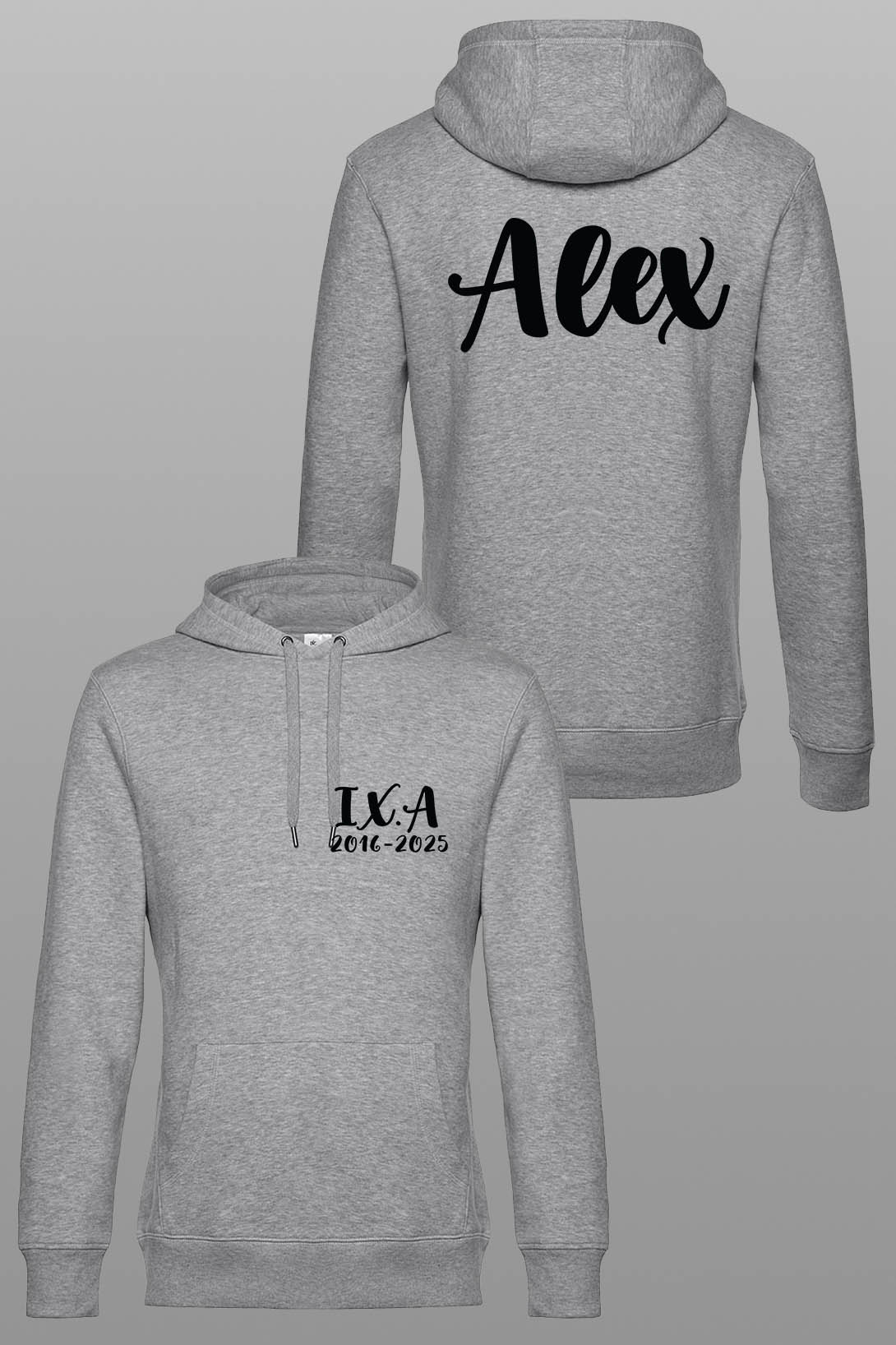 Absolventská mikina s vlastním jménem Barva: Světle šedý melír