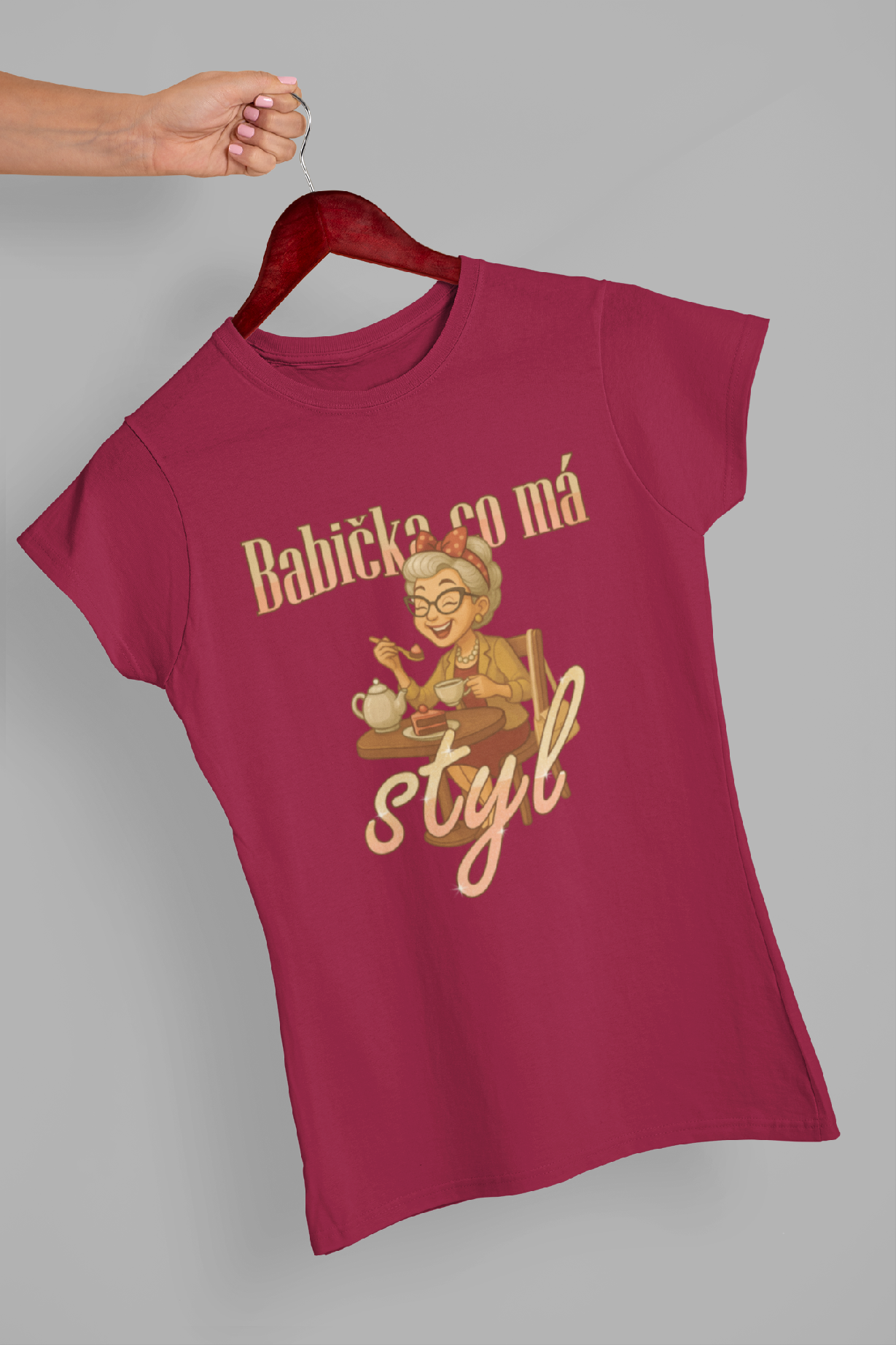 Dámské tričko Babiččin gang Barva: Marlboro červená, Velikost: XS