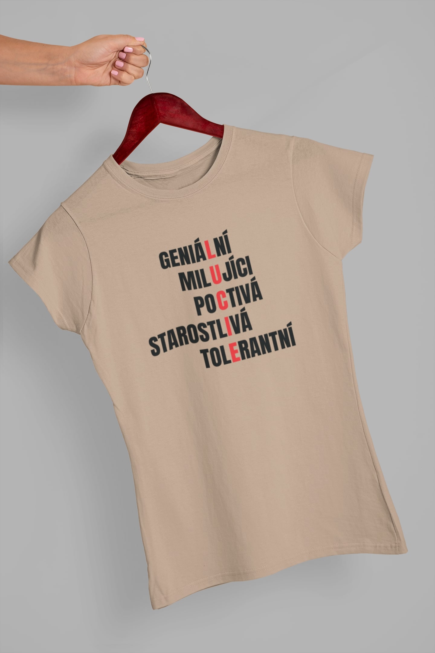 Dámské tričko Charakteristika Lucie Barva: Písková