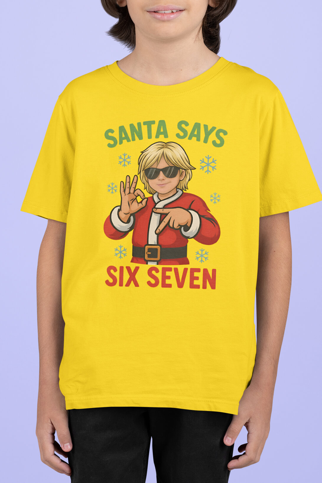 Dětské tričko Detské tričko Santa says "SIX SEVEN" Barva: Žlutá, Velikost: 134