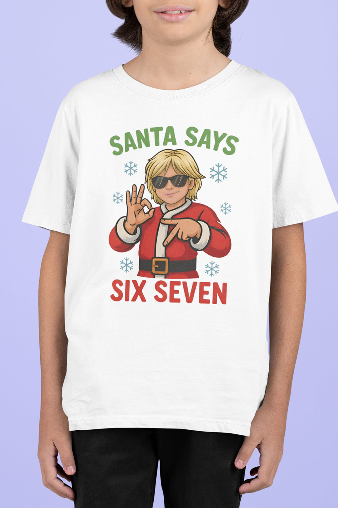 Dětské tričko Detské tričko Santa says "SIX SEVEN" Barva: Bíla, Velikost: 134