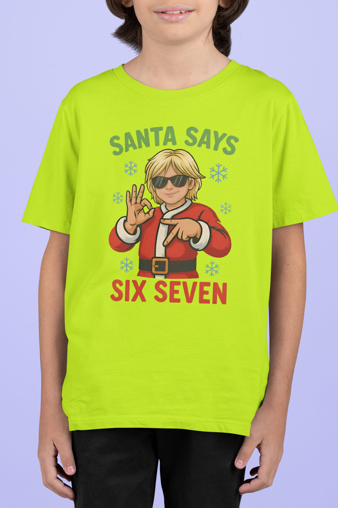 Dětské tričko Detské tričko Santa says "SIX SEVEN" Barva: Limetková, Velikost: 134