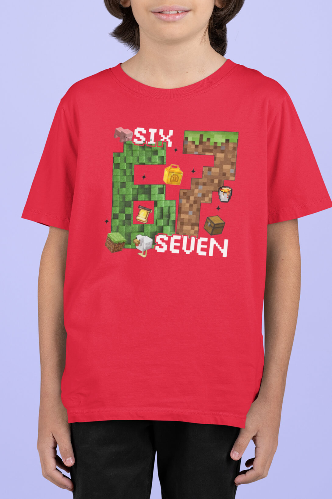 Dětské tričko Minecraft Six seven Barva: Červená, Velikost: 134