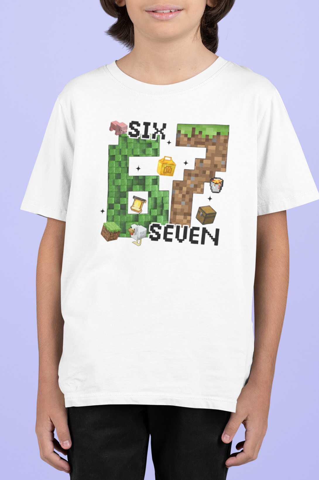 Dětské tričko Minecraft Six seven Barva: Bíla, Velikost: 134