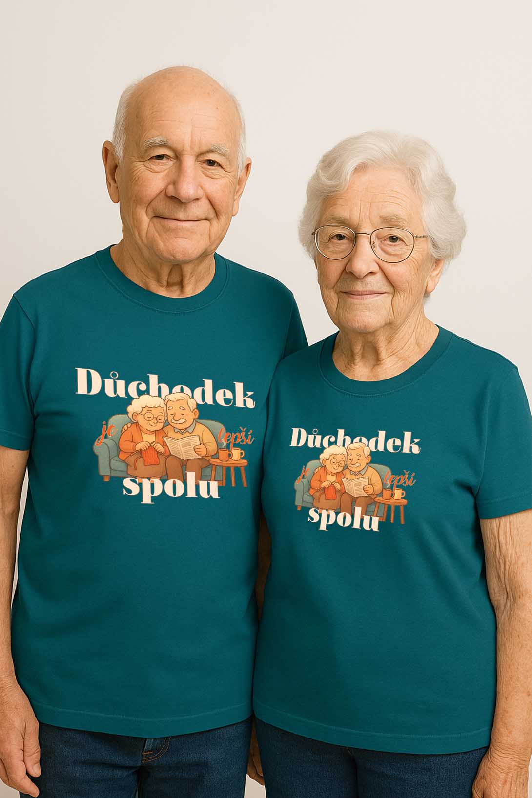 MMO Set pre Dedka a Babku Důchodek je lepší spolu Barva: Petrolejová, Dámska velikost: M, Pánska velikost: 4XL