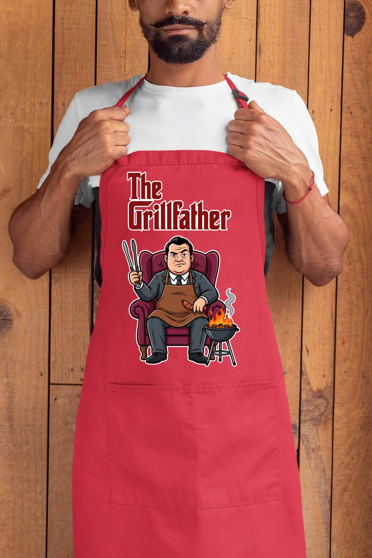 MMO Zástěra - Grill Father Barva: Červená