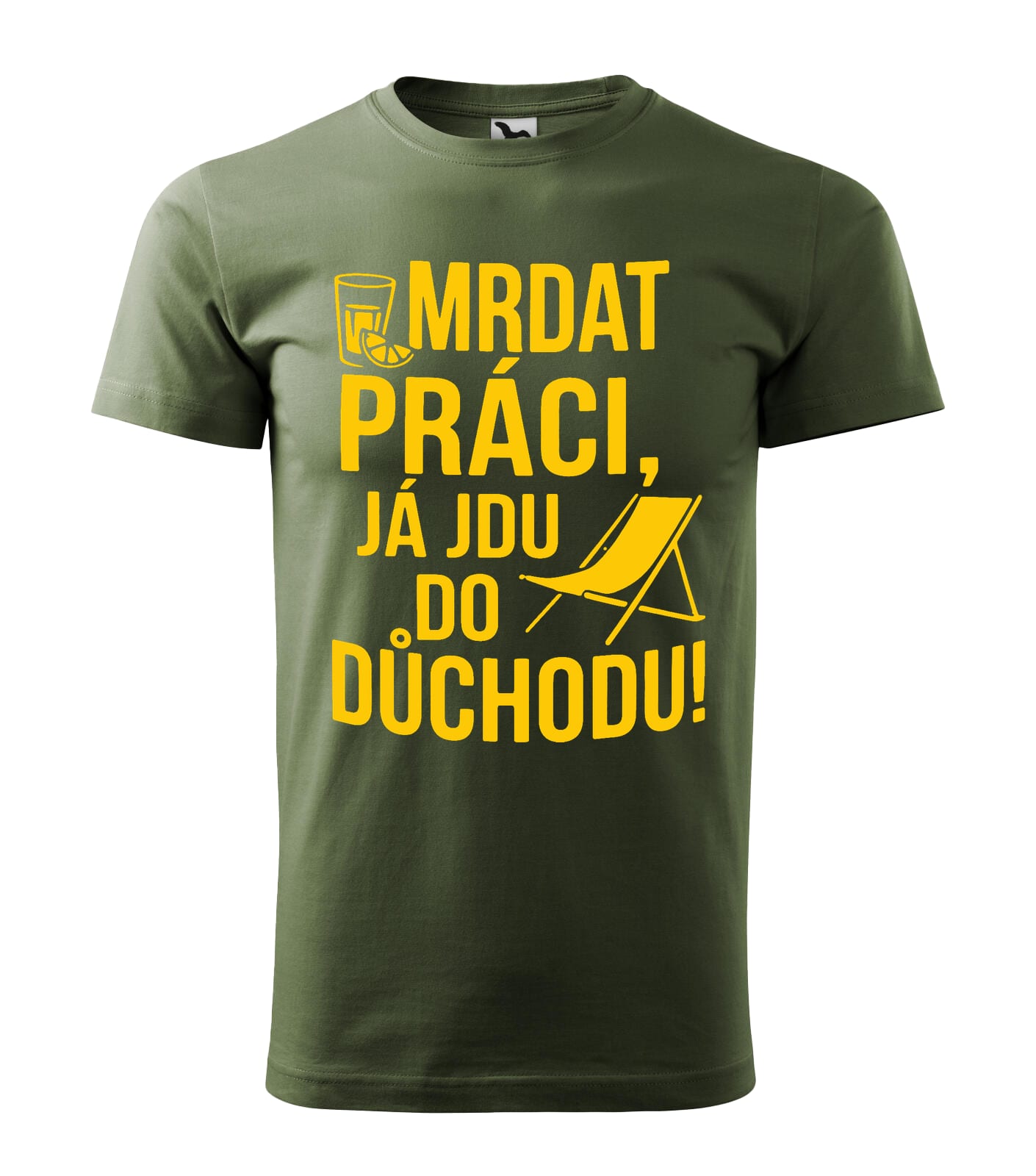 Pánske tričko Mrdat práci, já jdu do důchodu Velikost: 2XL, Barva: Khaki