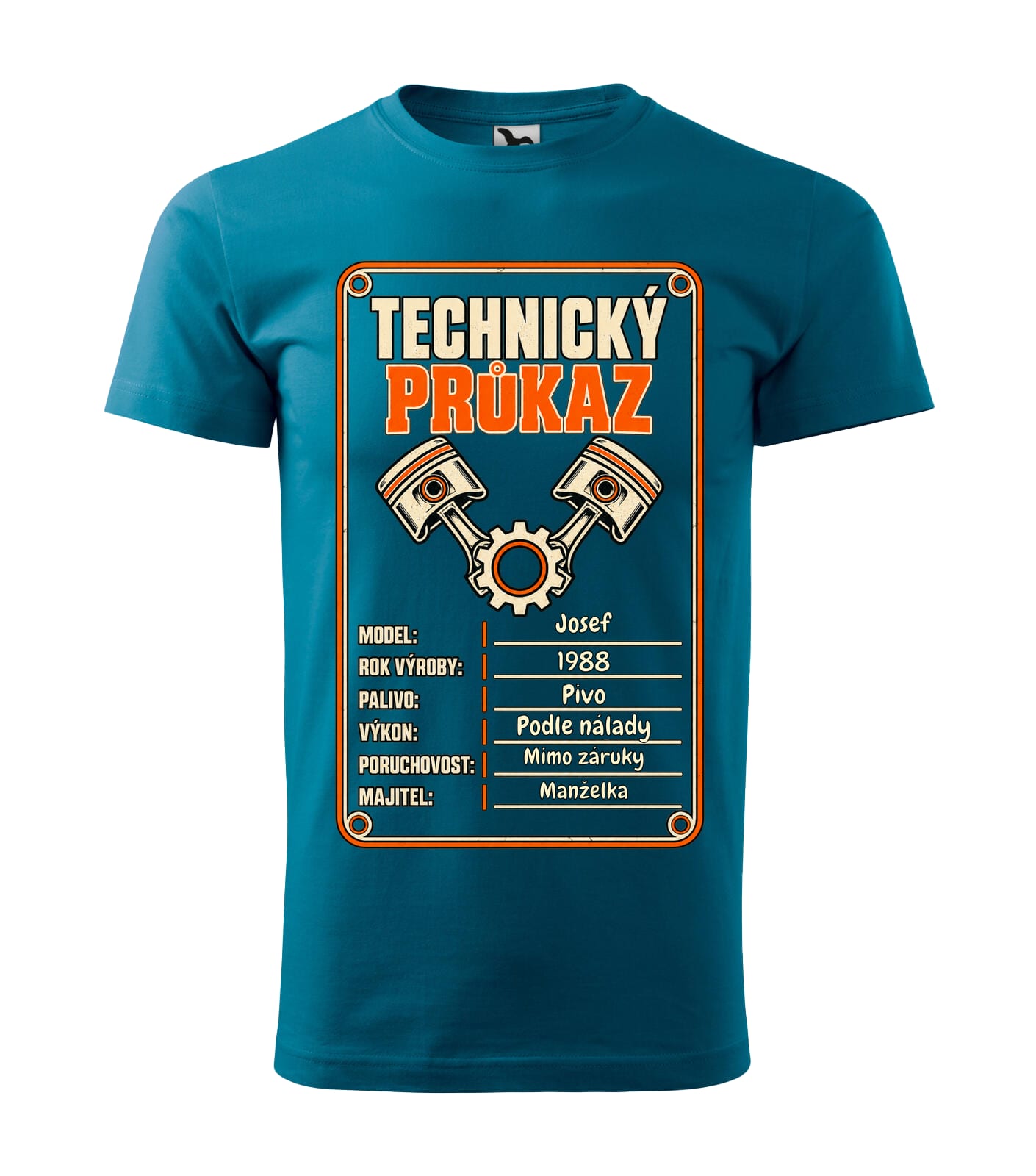 Pánske tričko Technický průkaz Velikost: 4XL, Barva: Petrolejová