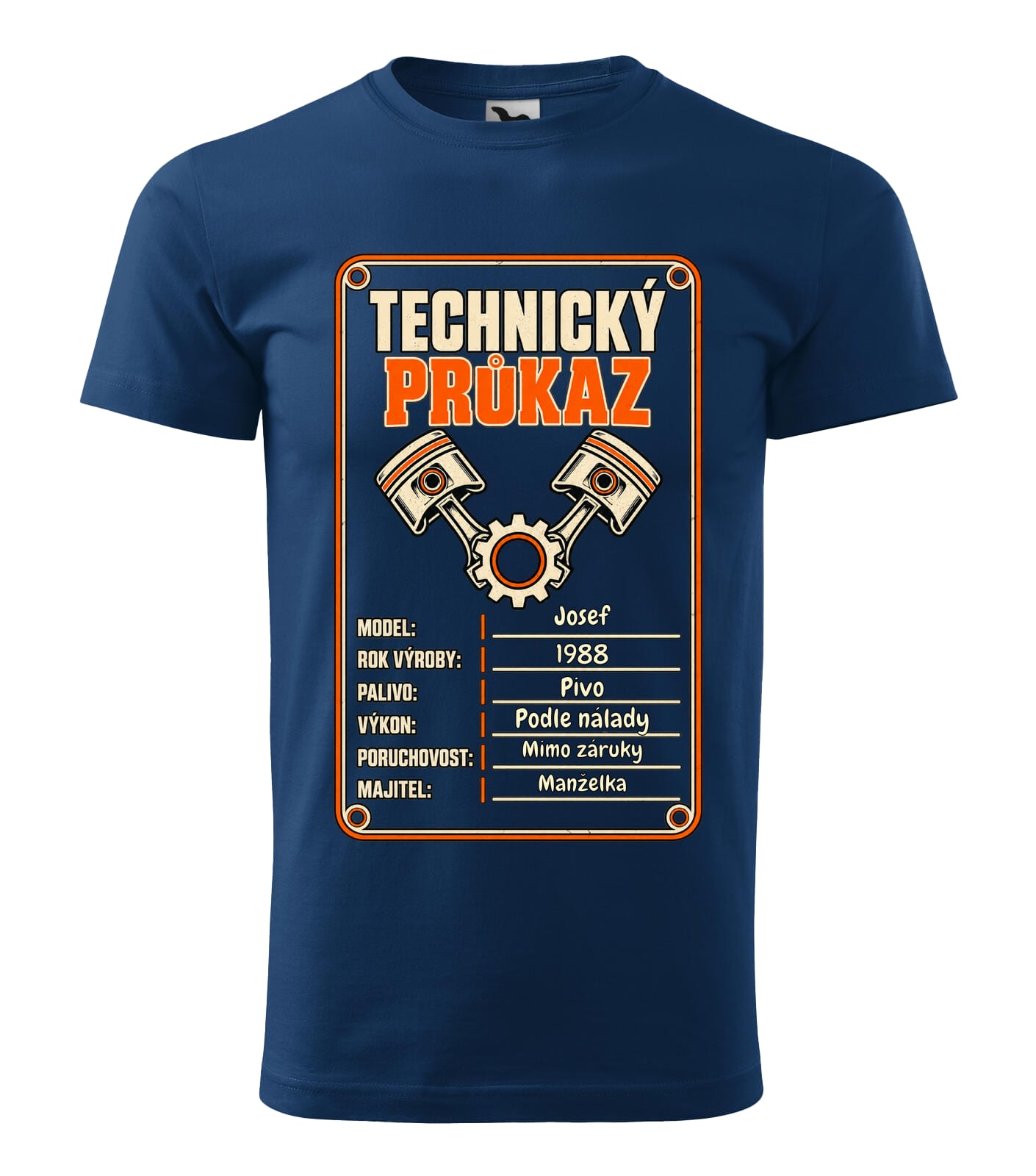Pánske tričko Technický průkaz Velikost: 4XL, Barva: Půlnoční modrá