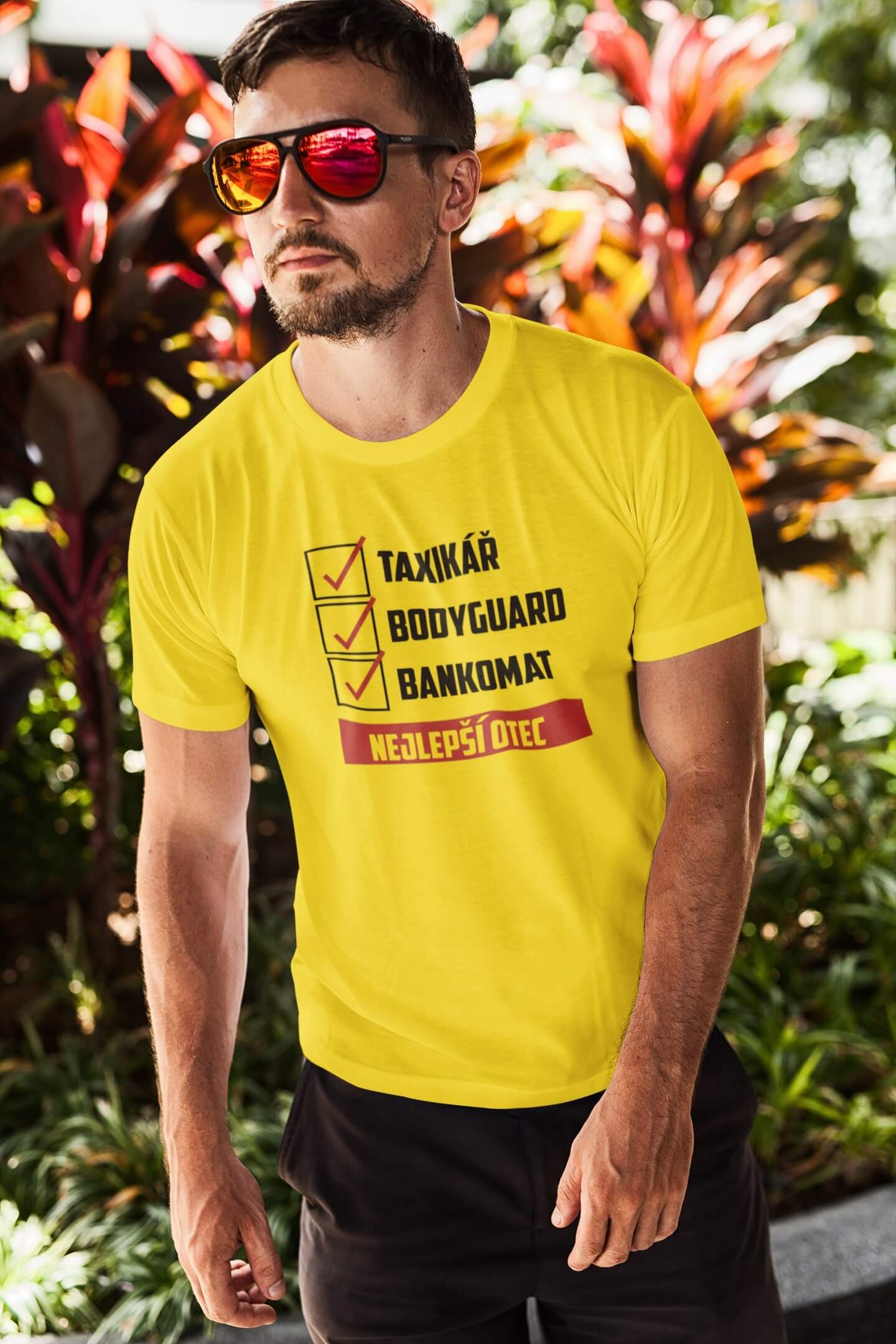 Pánské tričko Nejlepší otec Barva: Žlutá, Velikost: M