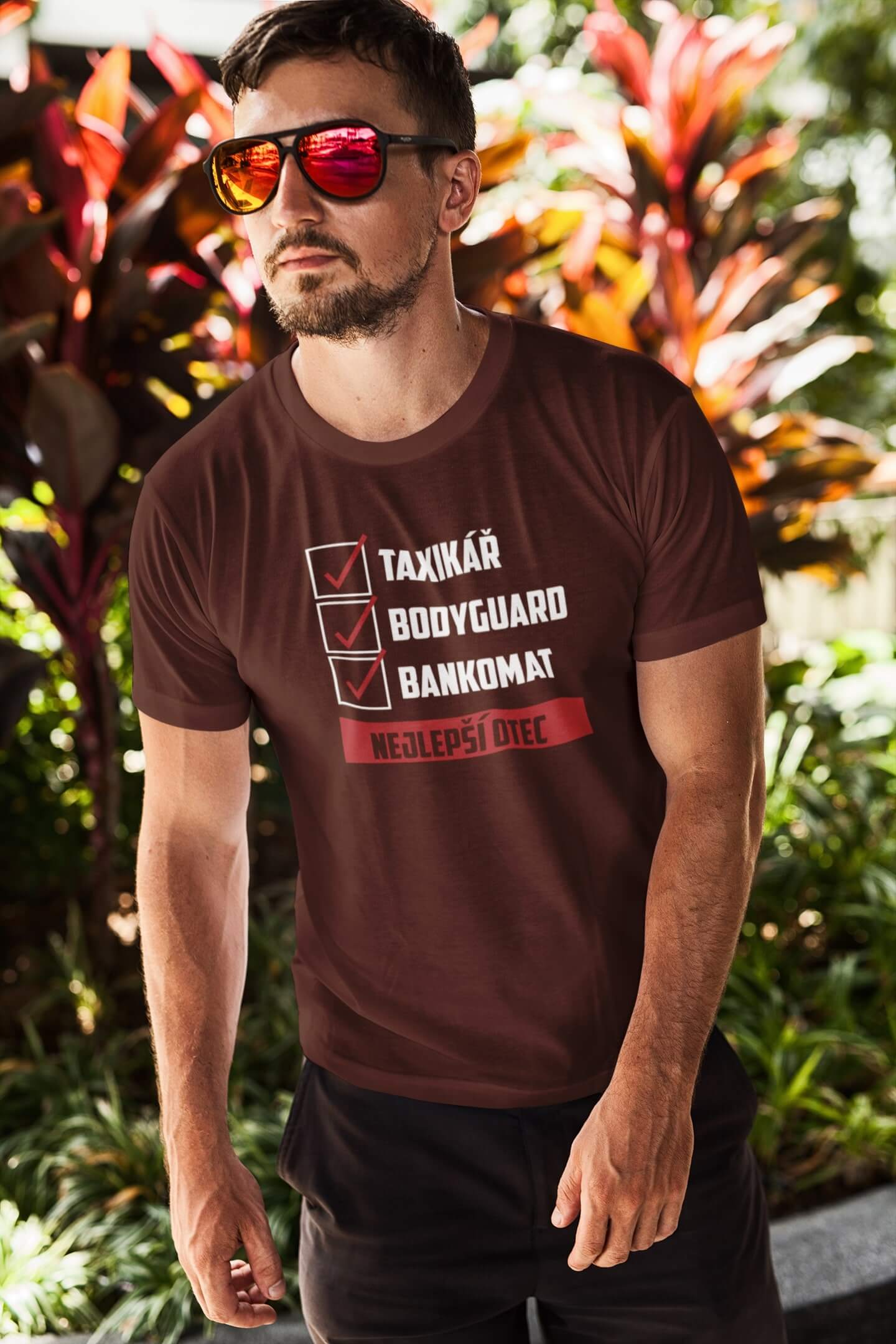 Pánské tričko Nejlepší otec Barva: Čokoládová, Velikost: M