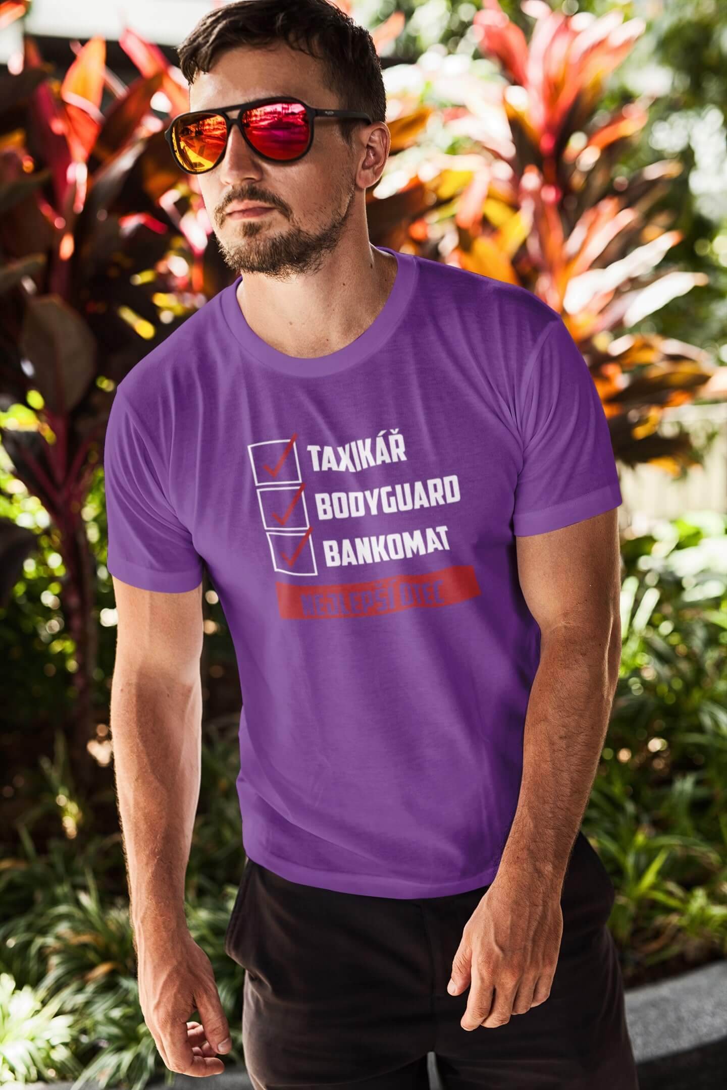 Pánské tričko Nejlepší otec Barva: Fialová, Velikost: L