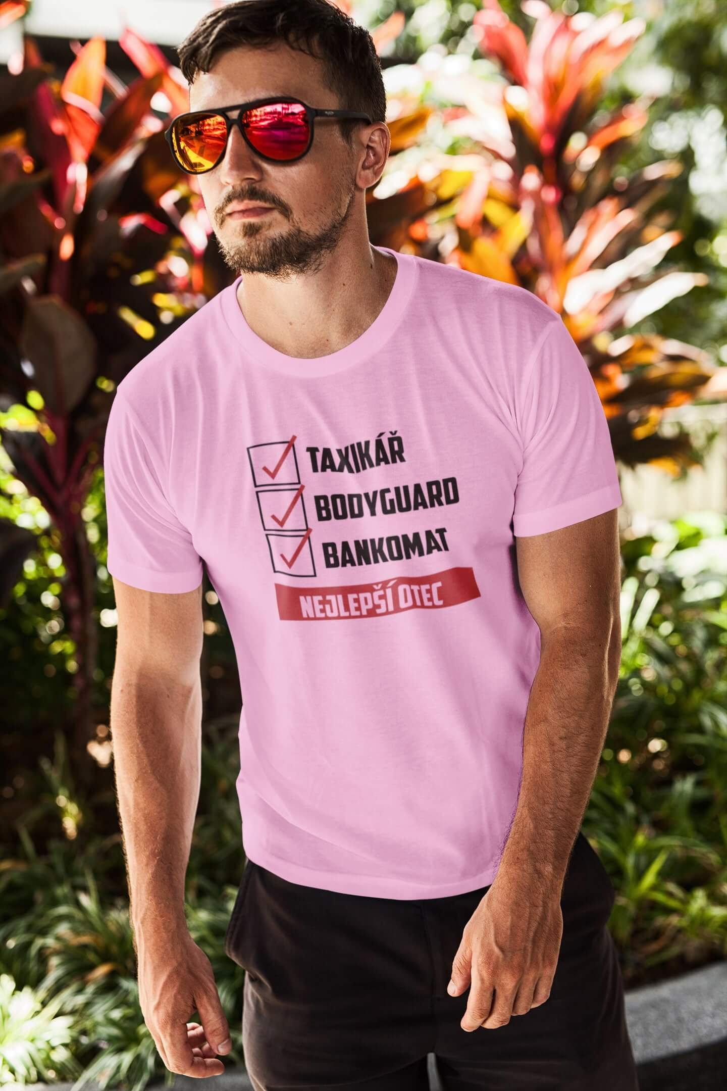 Pánské tričko Nejlepší otec Barva: Ružová, Velikost: 4XL
