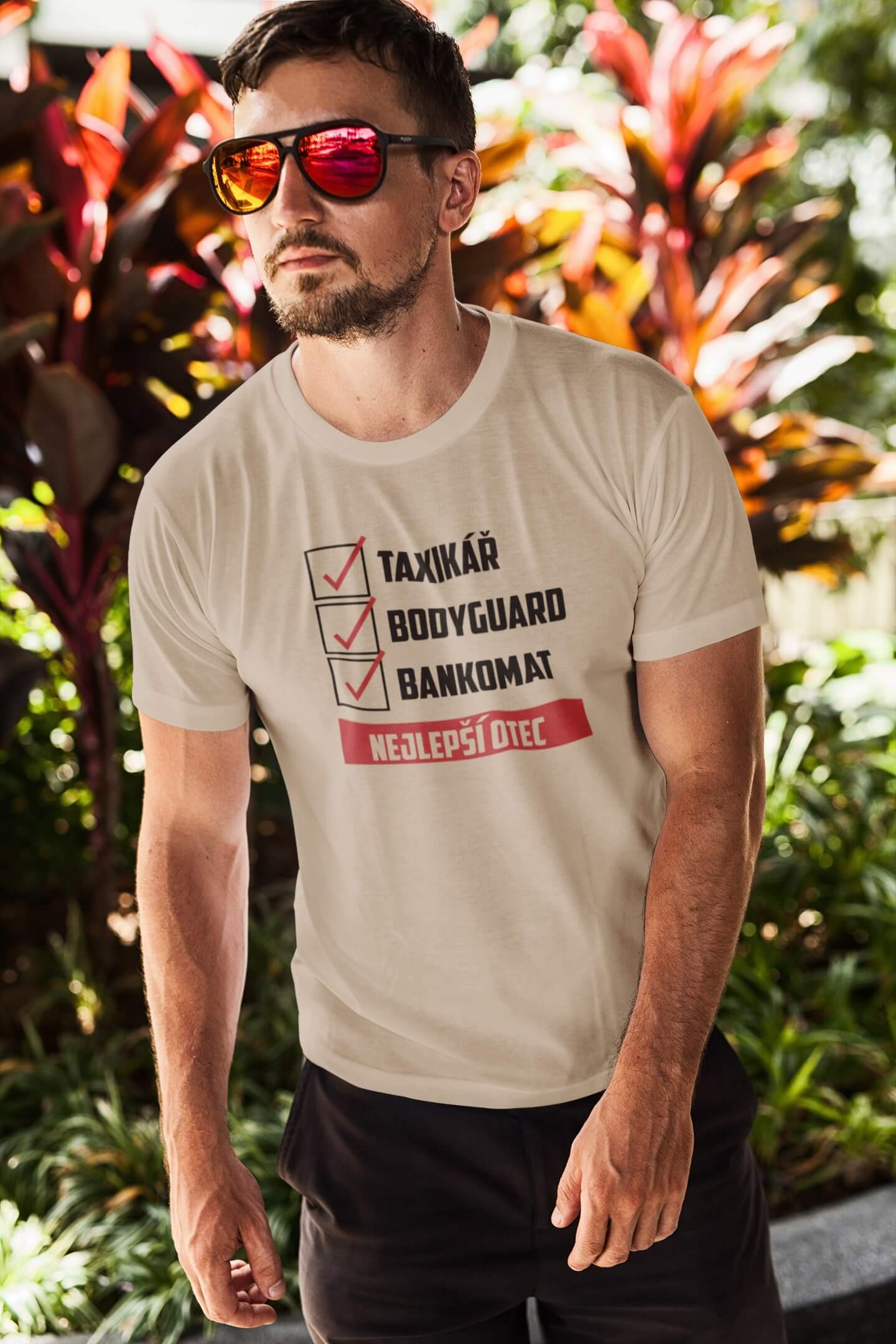 Pánské tričko Nejlepší otec Barva: Písková, Velikost: M