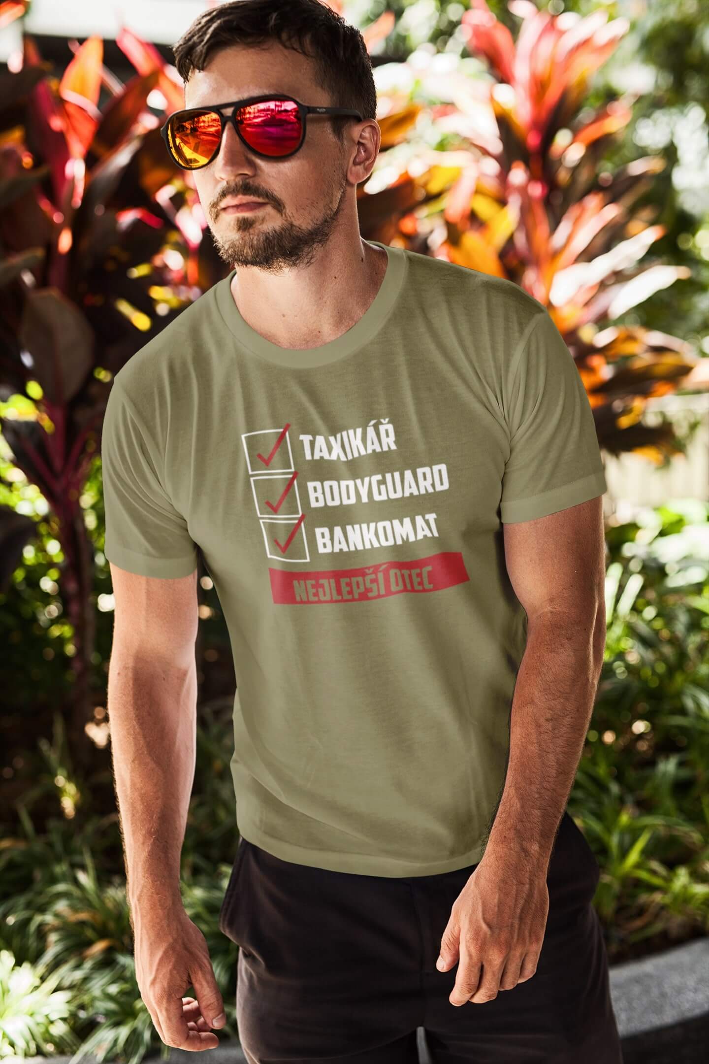 Pánské tričko Nejlepší otec Barva: Svetlá khaki, Velikost: M