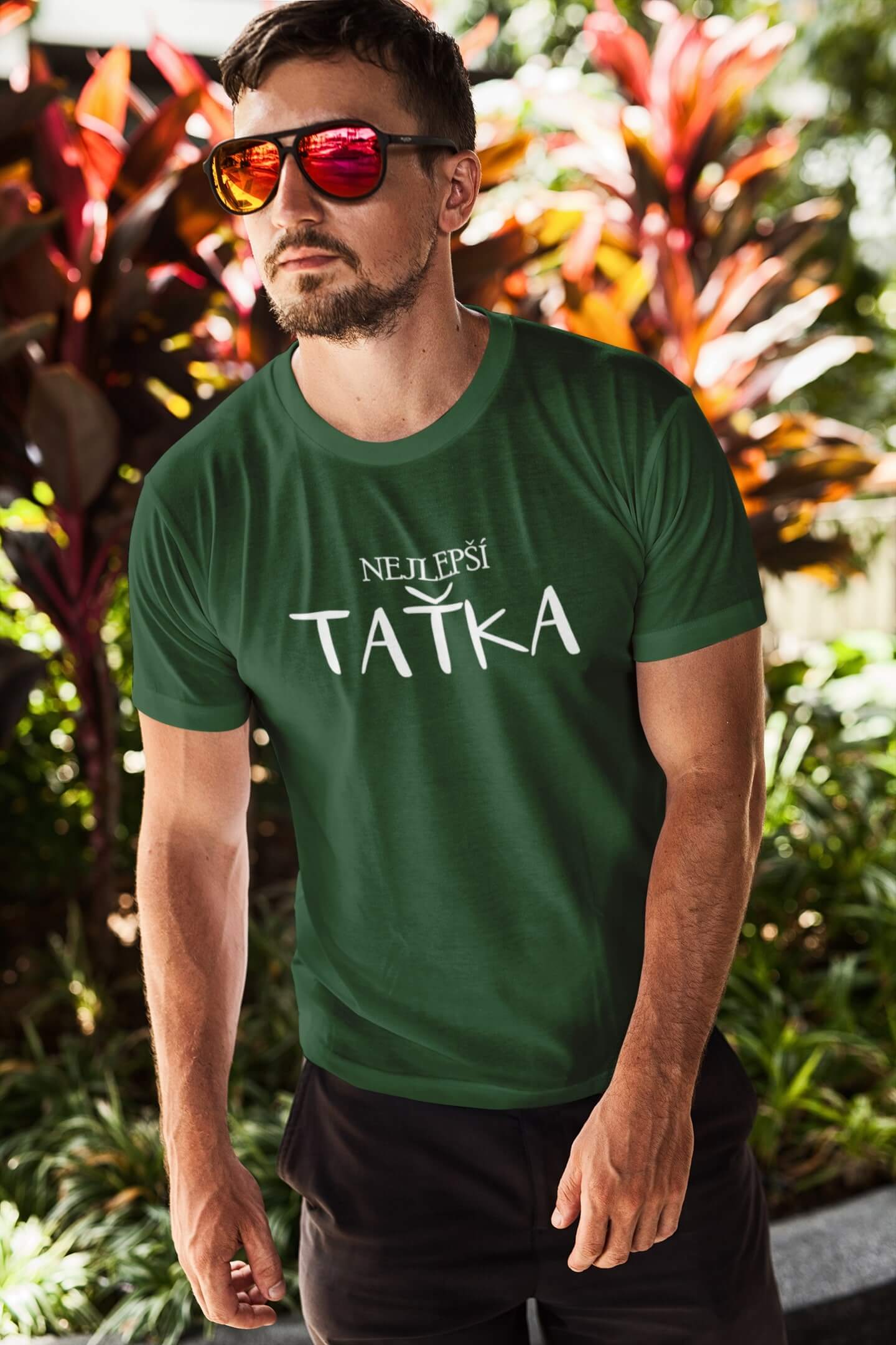 Pánské tričko Nejlepší taťka Barva: Láhvově zelená, Velikost: 2XL