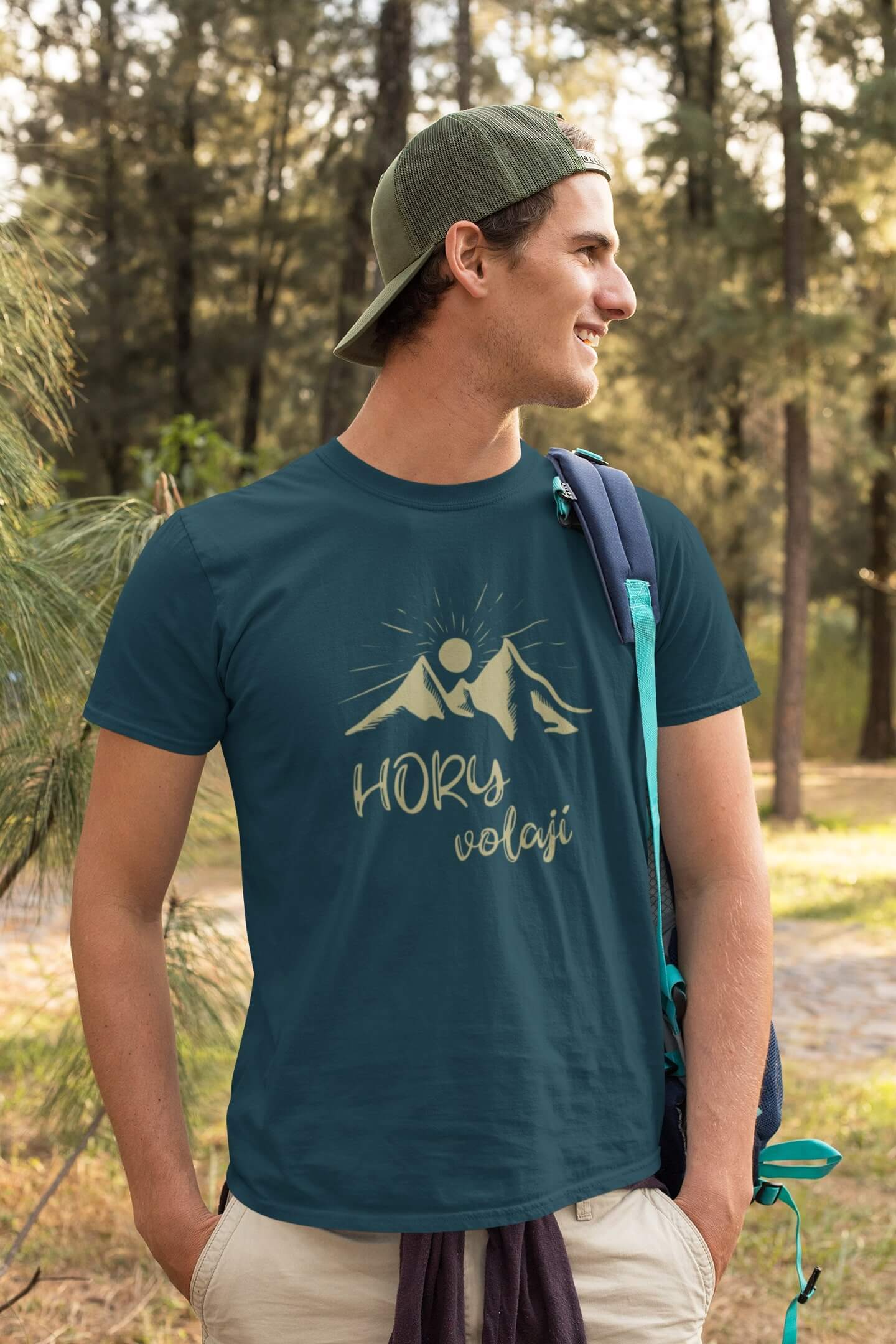 Pánské tričko Hory volají Barva: Petrolejová modrá