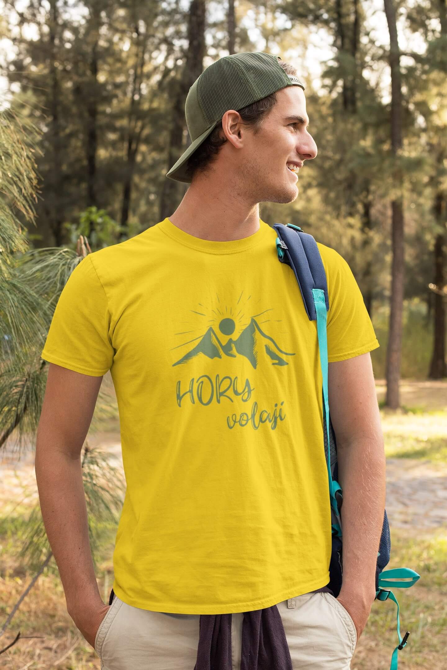 Pánské tričko Hory volají Barva: Žlutá