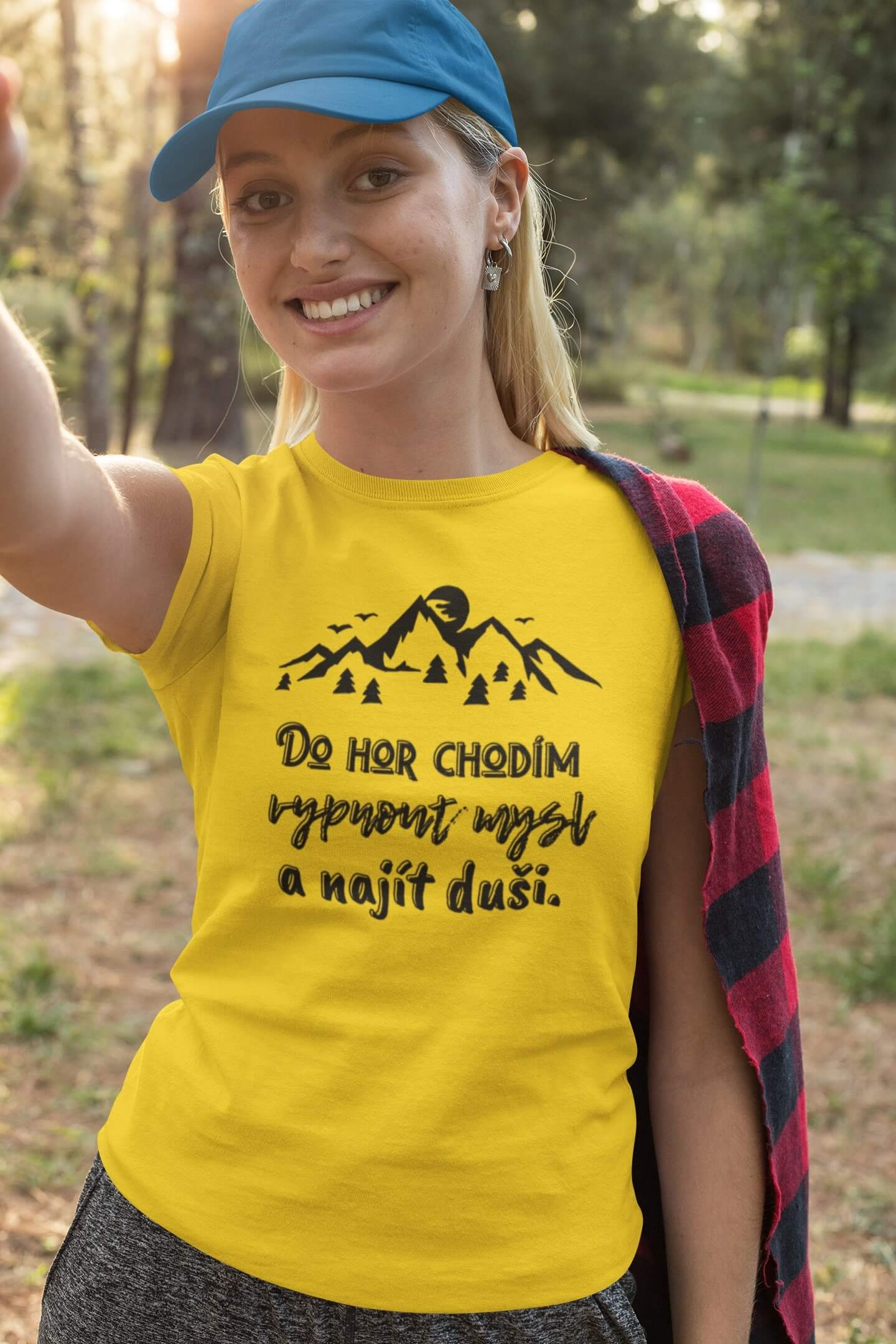 Dámské tričko Do hor chodím Barva: Žlutá