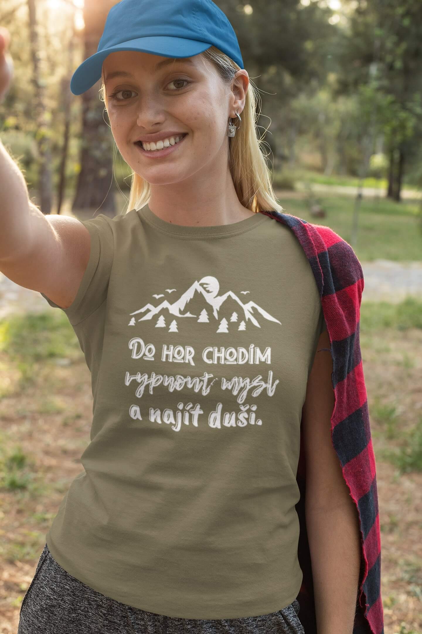 Dámské tričko Do hor chodím Barva: Svetlá khaki, Velikost: 2XL