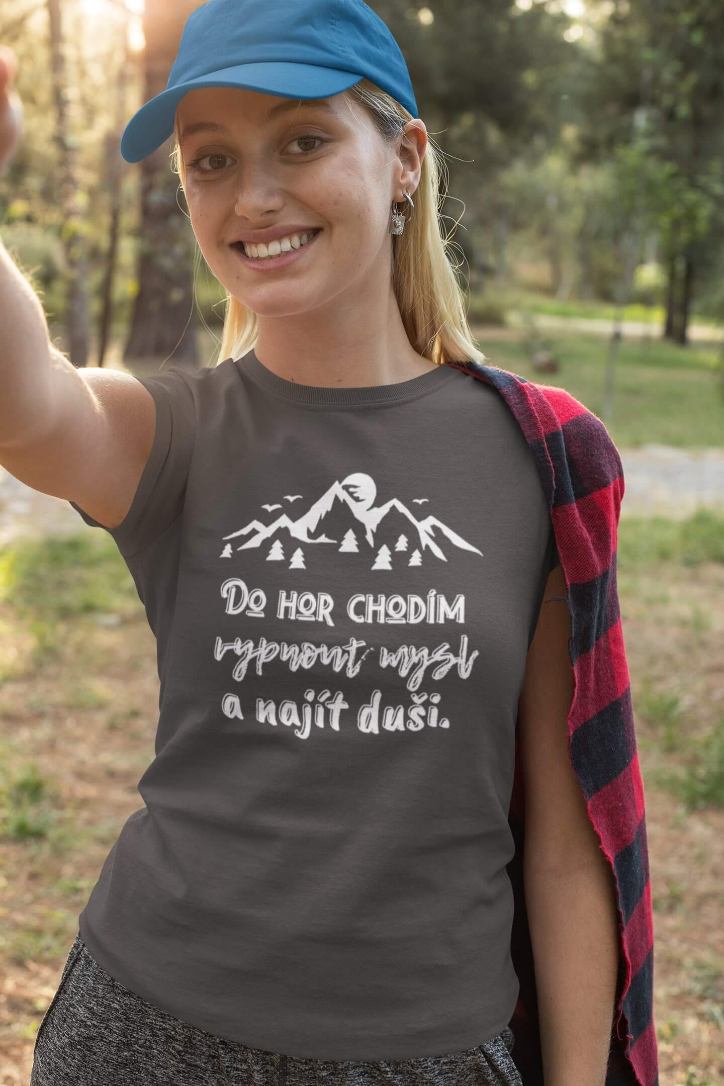 Dámské tričko Do hor chodím Barva: Tmavá břidlice, Velikost: 2XL