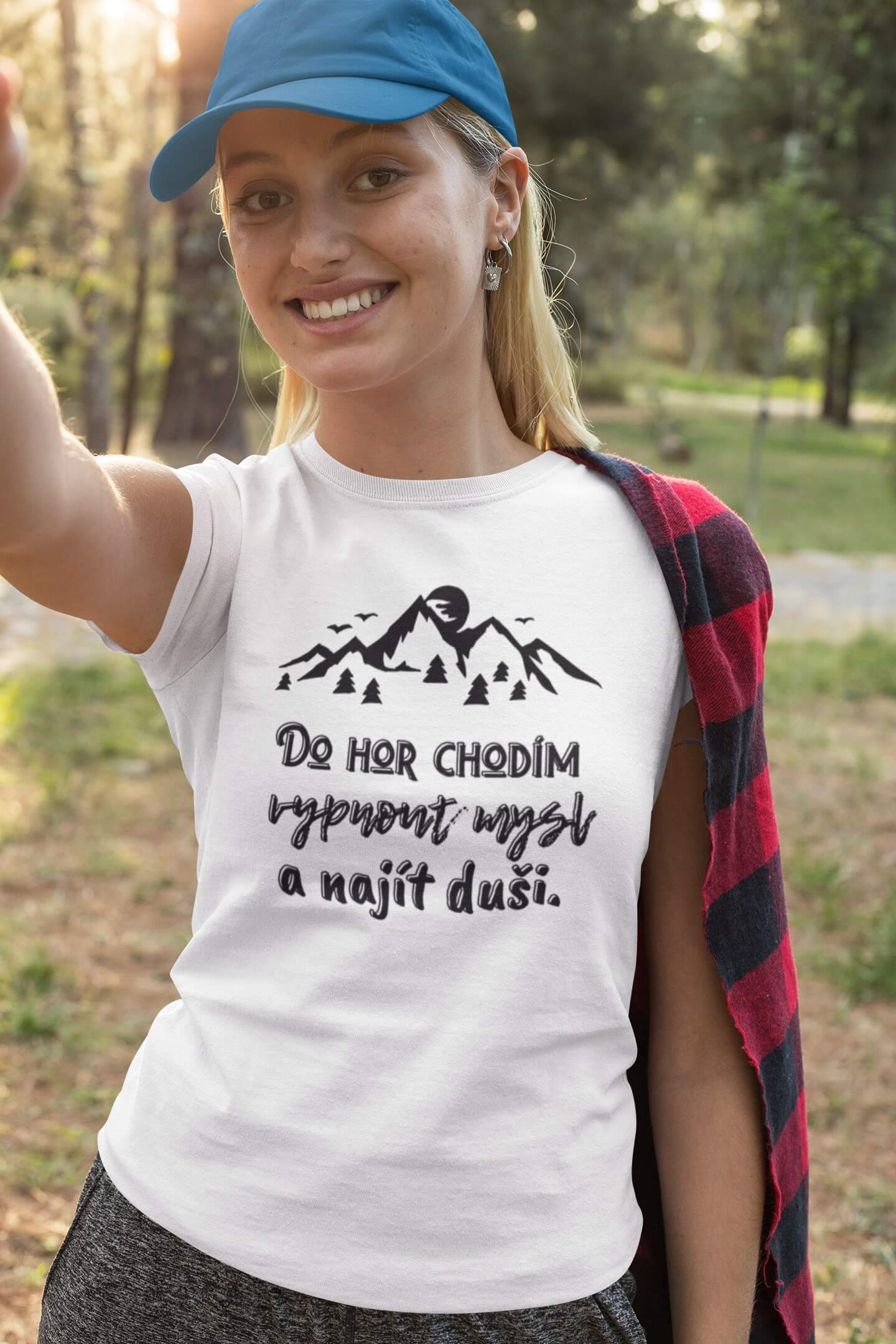 Dámské tričko Do hor chodím Barva: Bíla