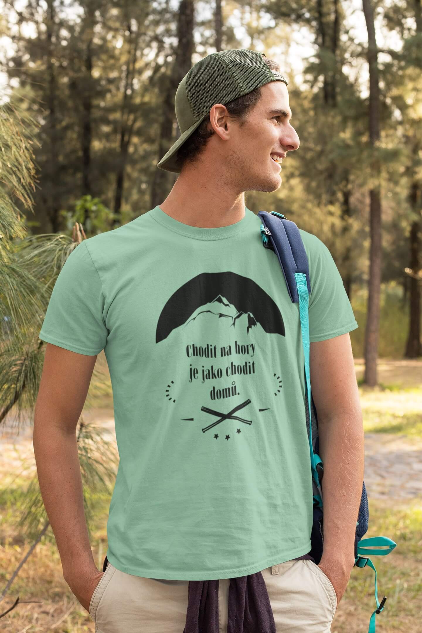 Pánské tričko Chodit na hory Barva: Mätová