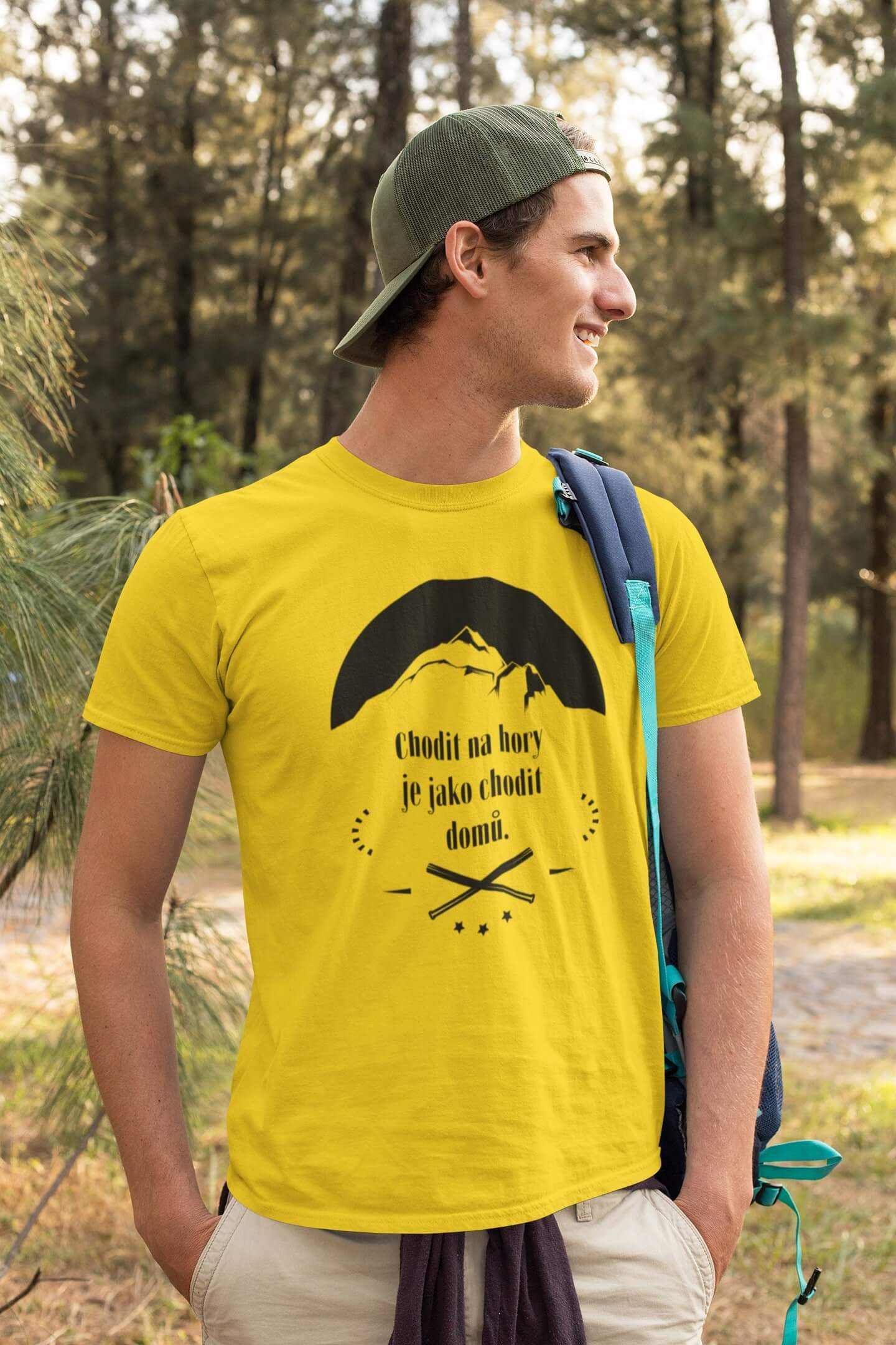 Pánské tričko Chodit na hory Barva: Žlutá