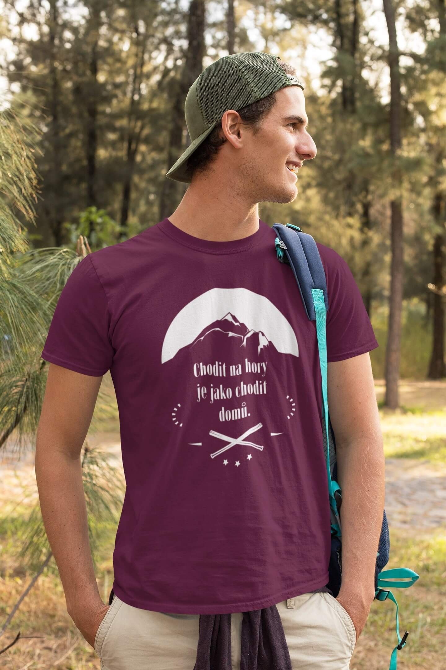 Pánské tričko Chodit na hory Barva: Fuchsiová