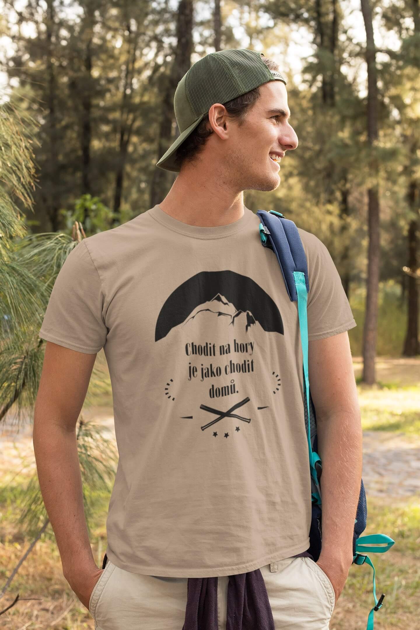 Pánské tričko Chodit na hory Barva: Písková