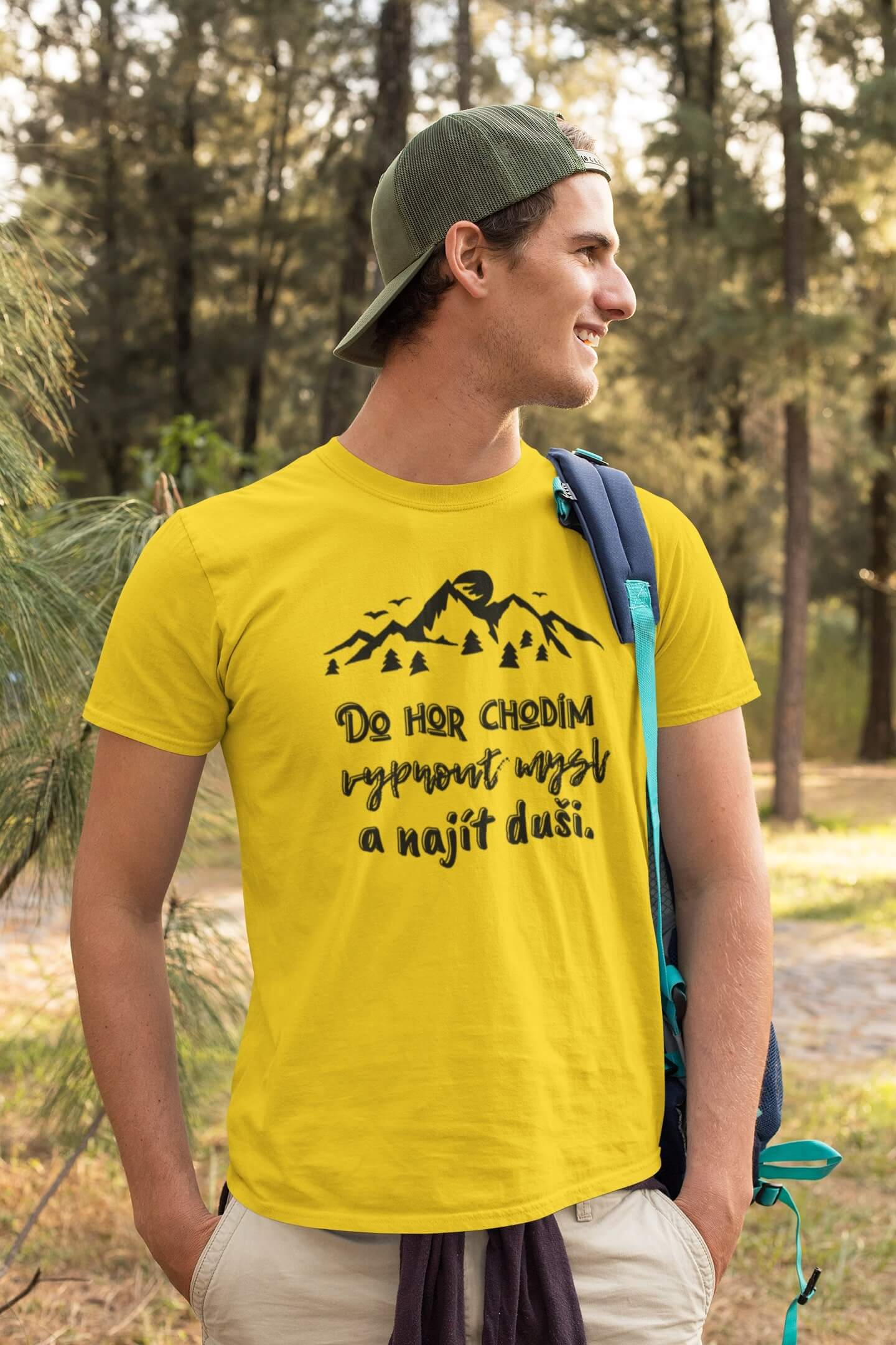 Pánské tričko Do hor chodím Barva: Žlutá