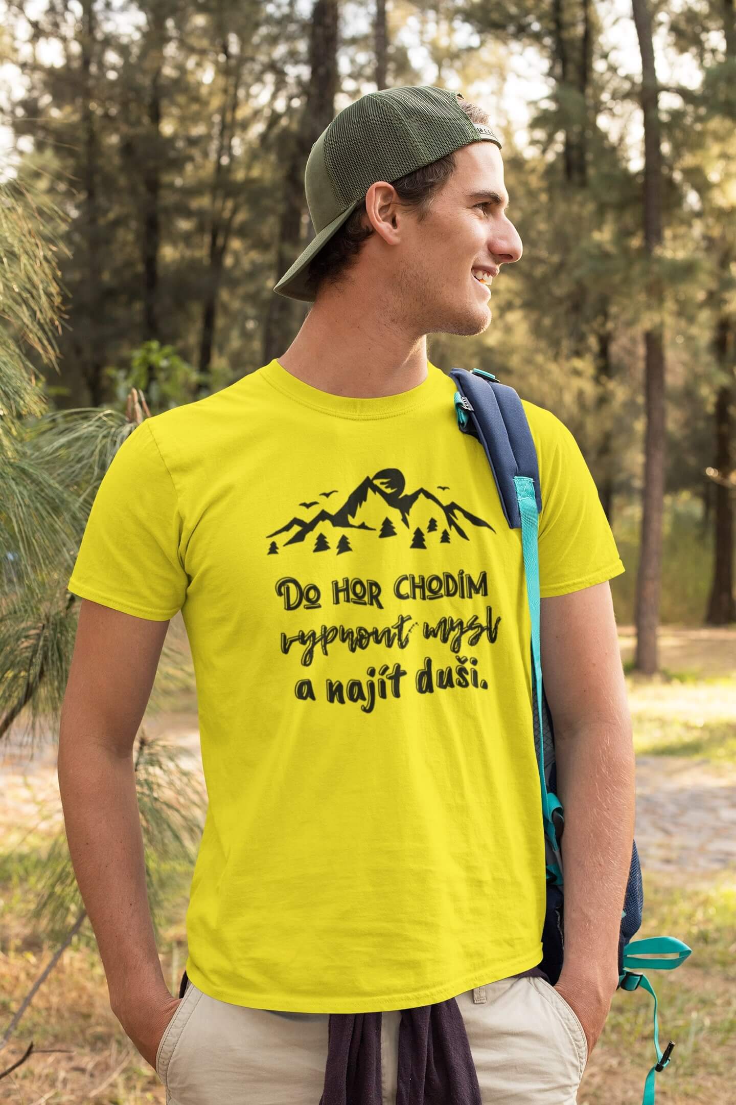 Pánské tričko Do hor chodím Barva: Citrónová