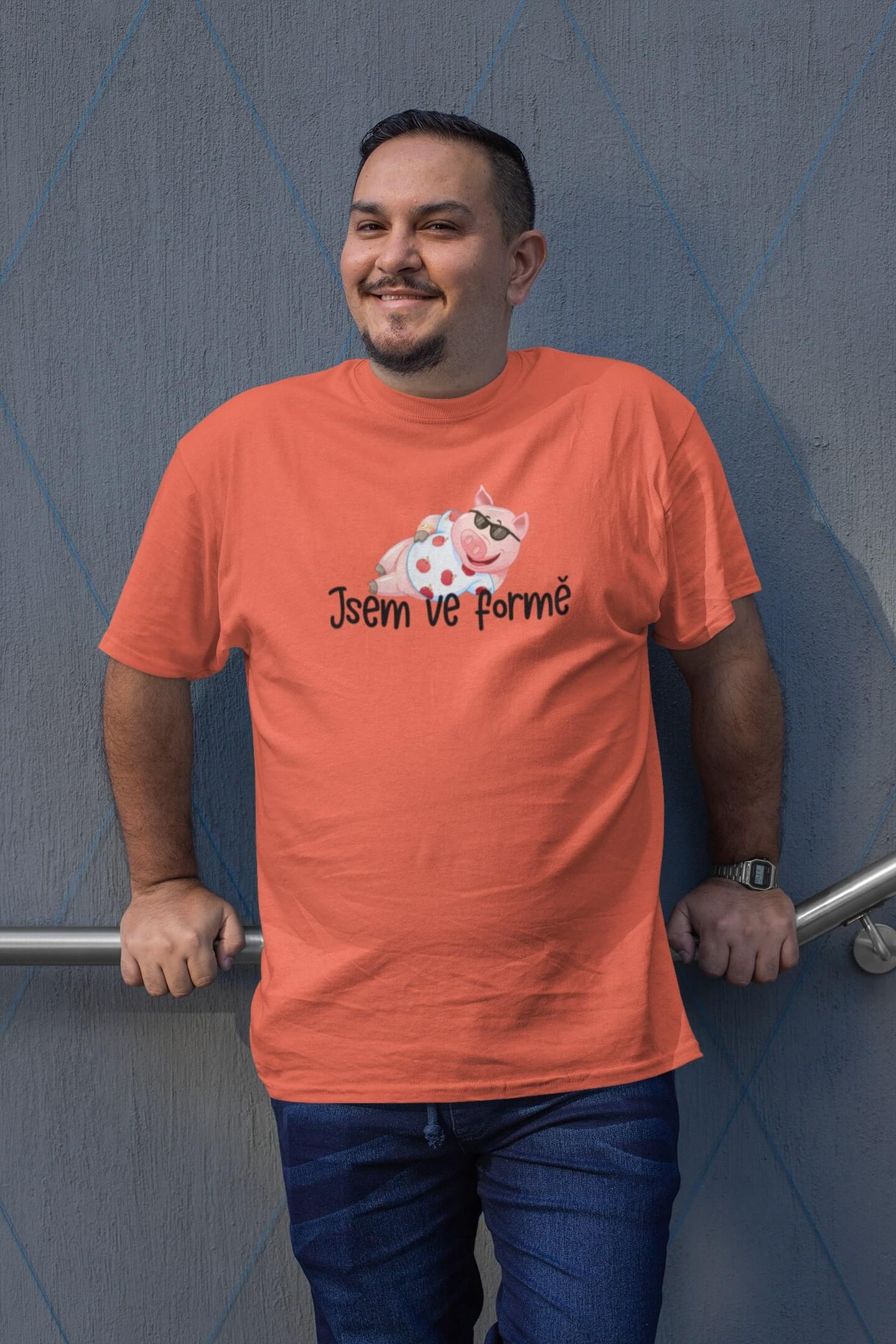 Pánské tričko Jsem ve formě Barva: Korálová, Velikost: XS