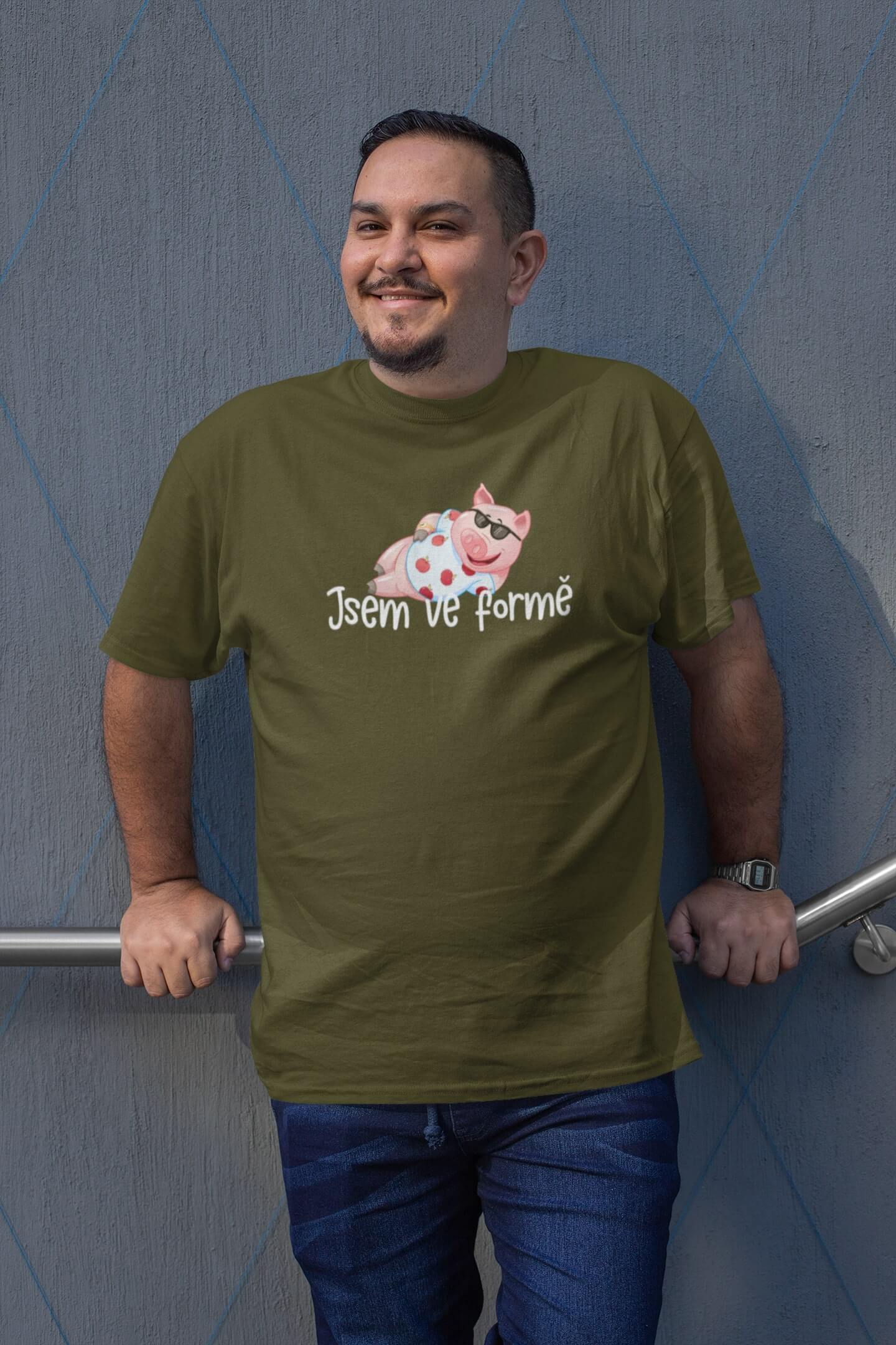 Pánské tričko Jsem ve formě Barva: Khaki, Velikost: XL