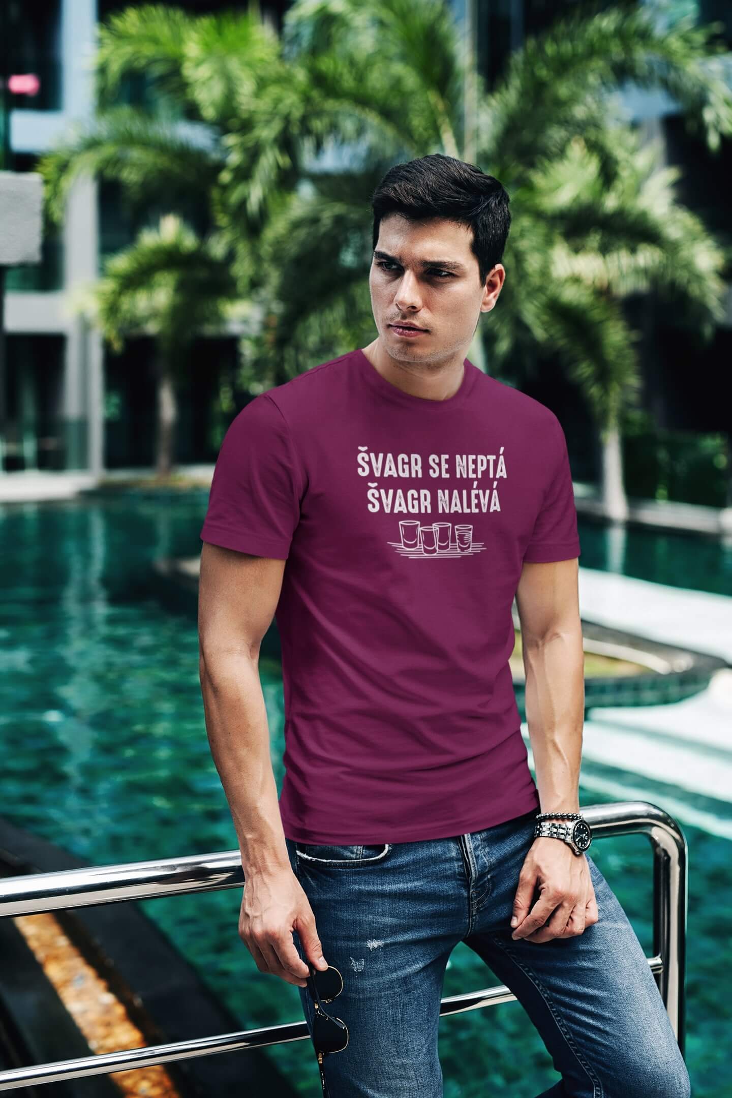 Pánské tričko Švagr Barva: Fuchsiová, Velikost: XL