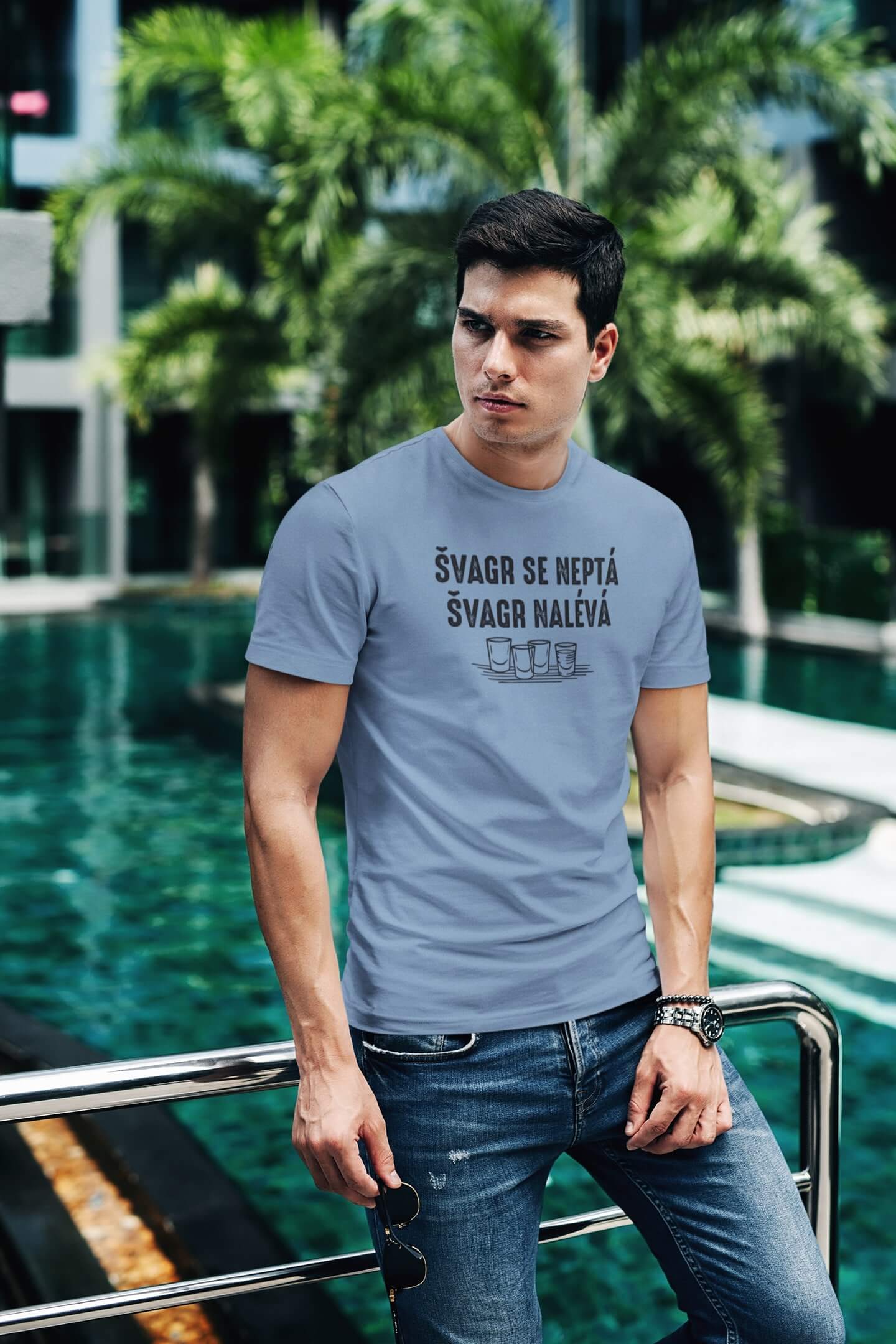 Pánské tričko Švagr Barva: Nebeská modrá, Velikost: 3XL