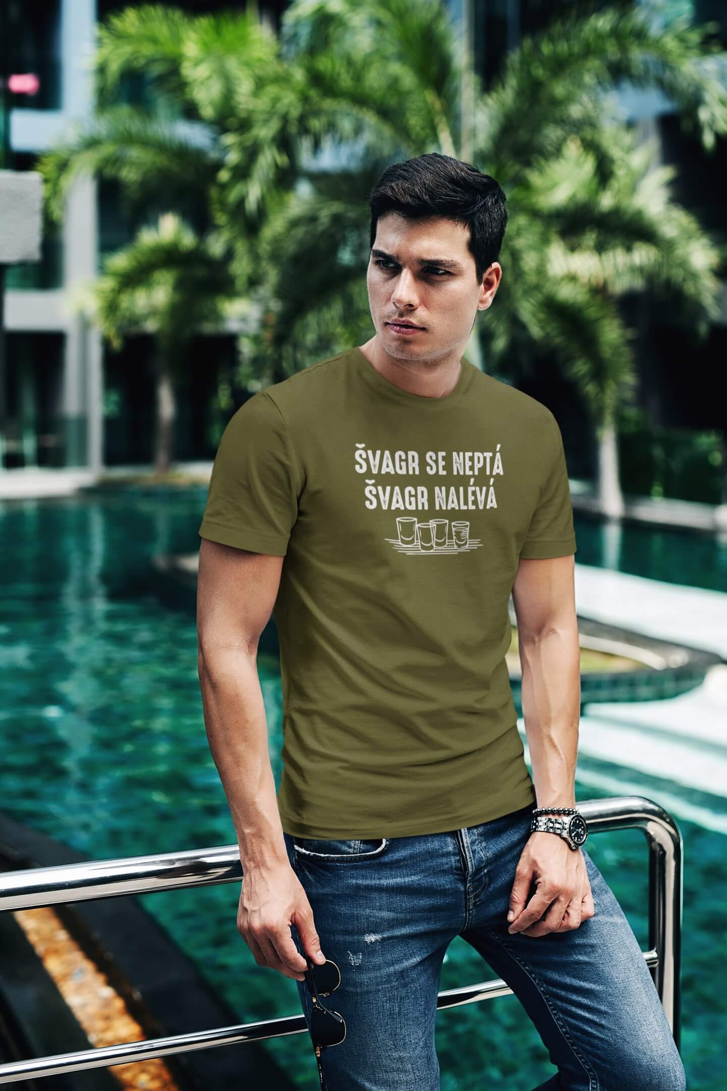 Pánské tričko Švagr Barva: Khaki, Velikost: 3XL
