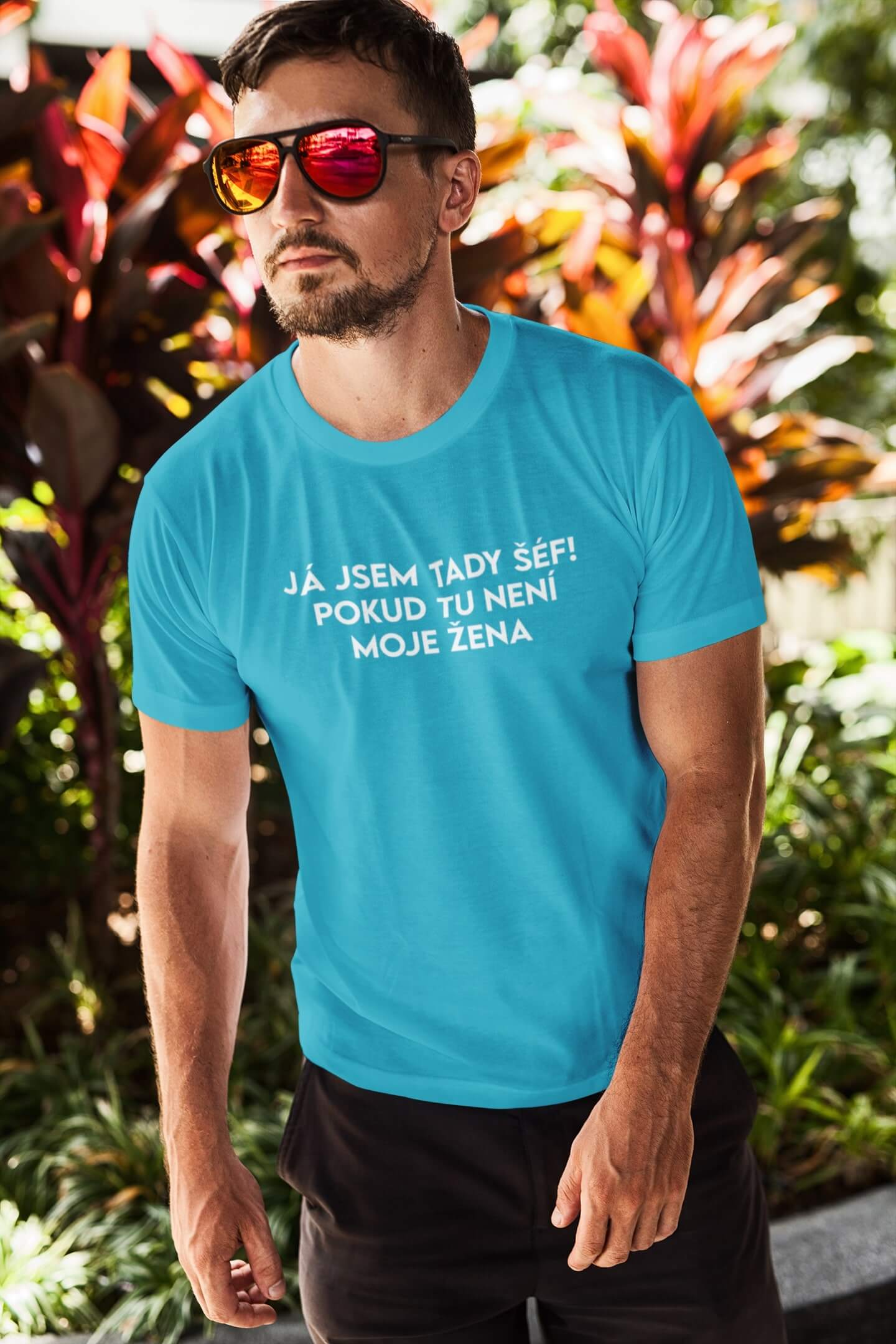Pánské tričko JÁ JSEM TADY ŠÉF! Barva: Tyrkysová, Velikost: XL