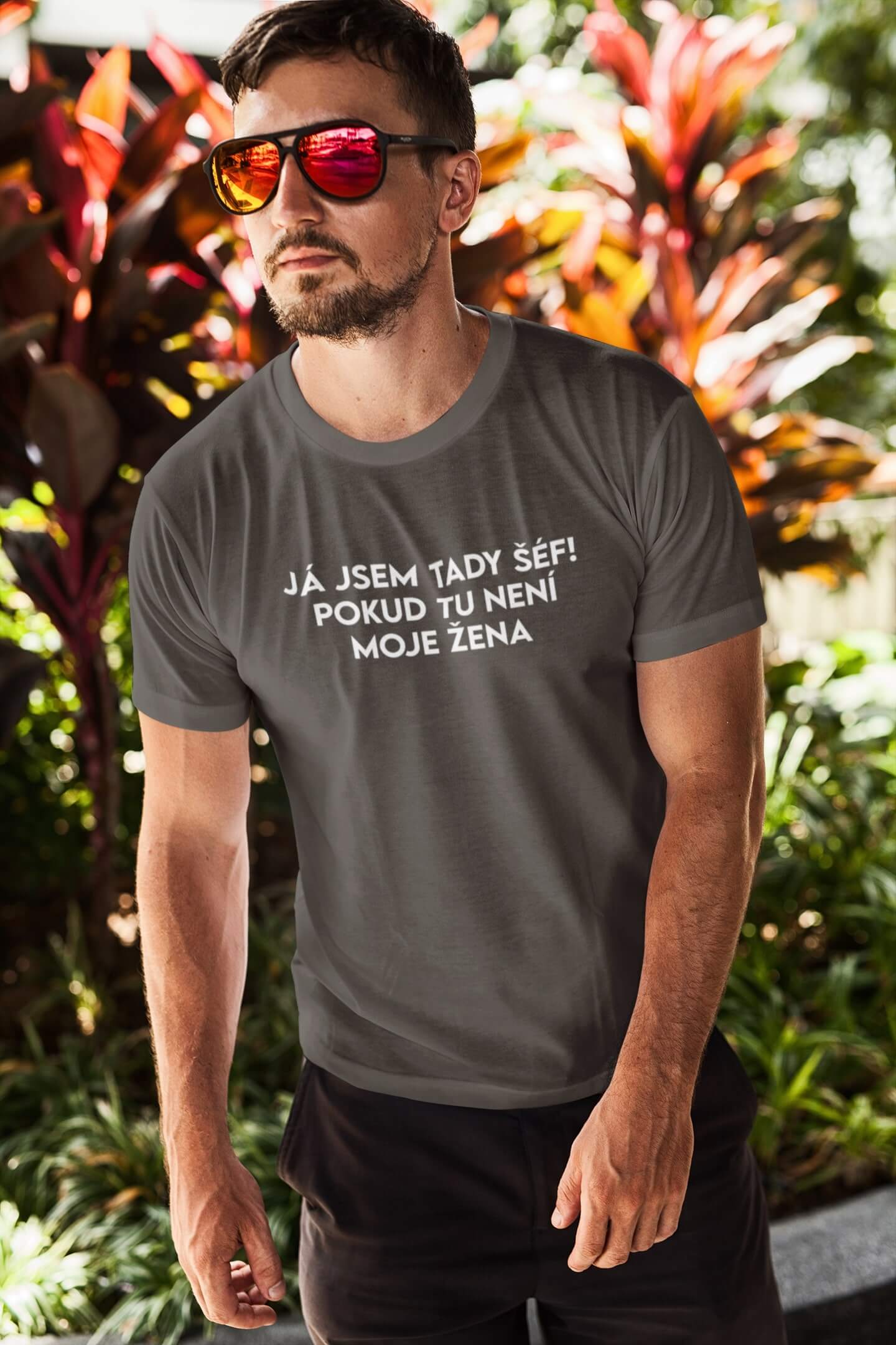 Pánské tričko JÁ JSEM TADY ŠÉF! Barva: Tmavá břidlice, Velikost: L