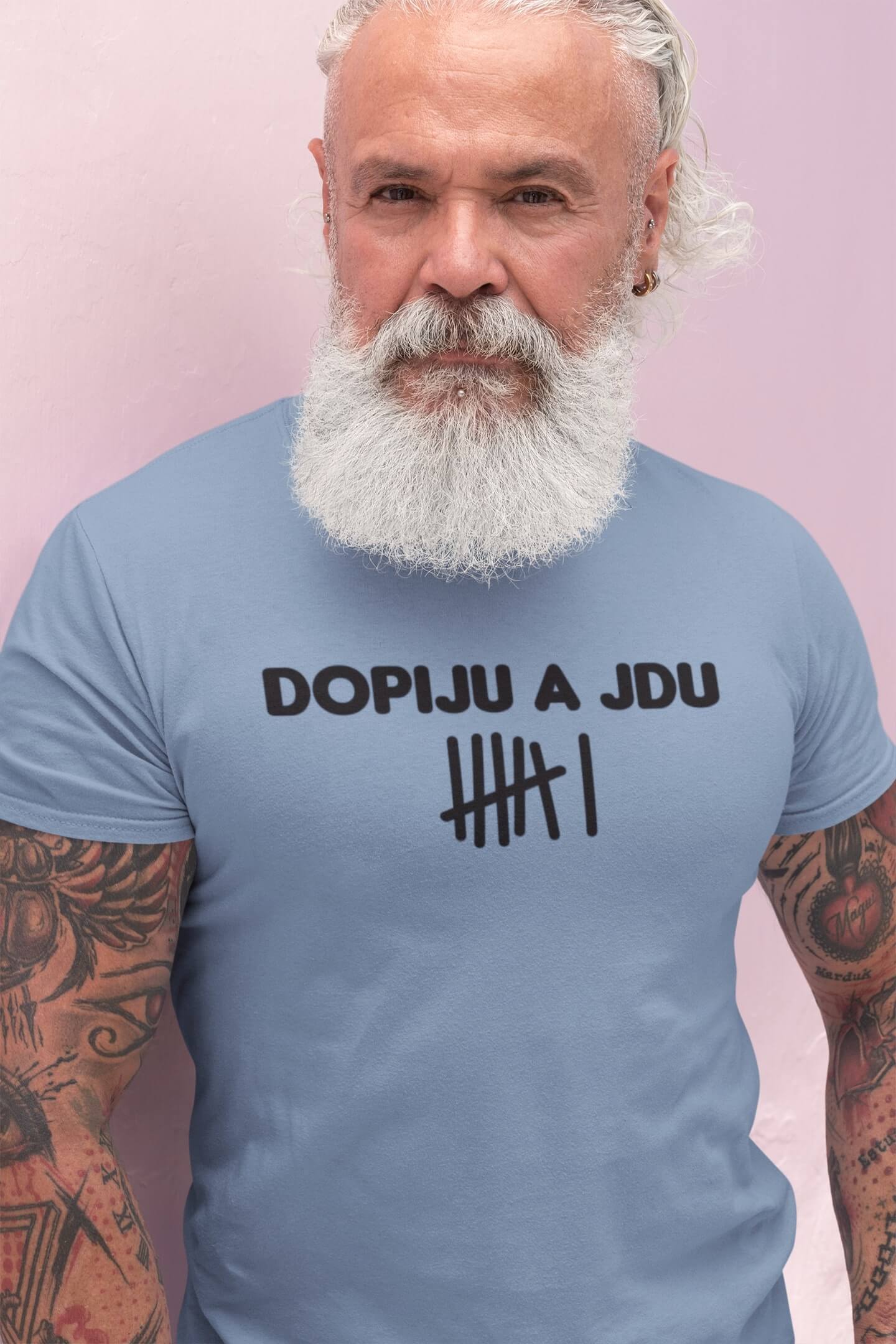 Pánské tričko Dopiju a jdu Barva: Nebeská modrá, Velikost: 2XL