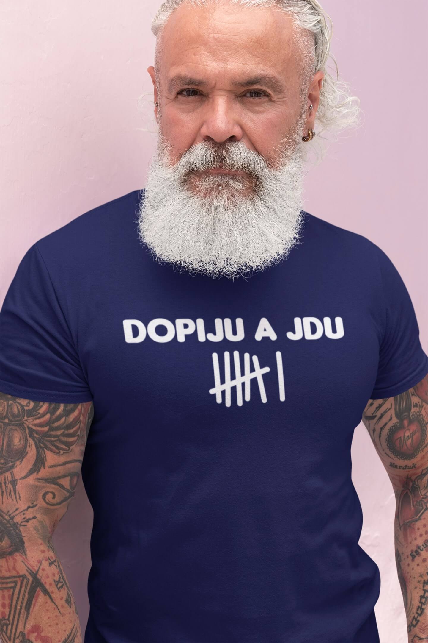Pánské tričko Dopiju a jdu Barva: Půlnoční modrá, Velikost: 3XL