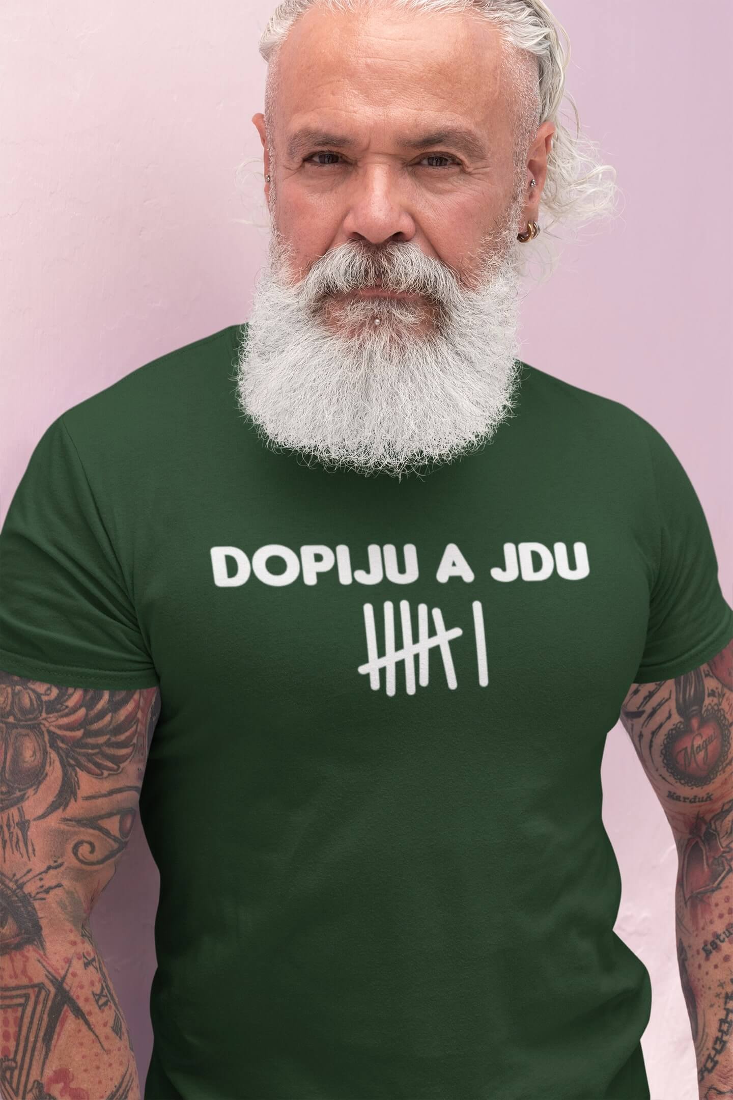 Pánské tričko Dopiju a jdu Barva: Láhvově zelená, Velikost: XL