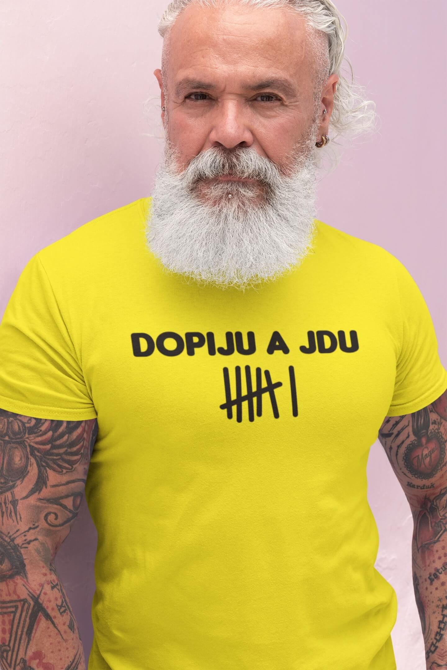 Pánské tričko Dopiju a jdu Barva: Citrónová, Velikost: 2XL