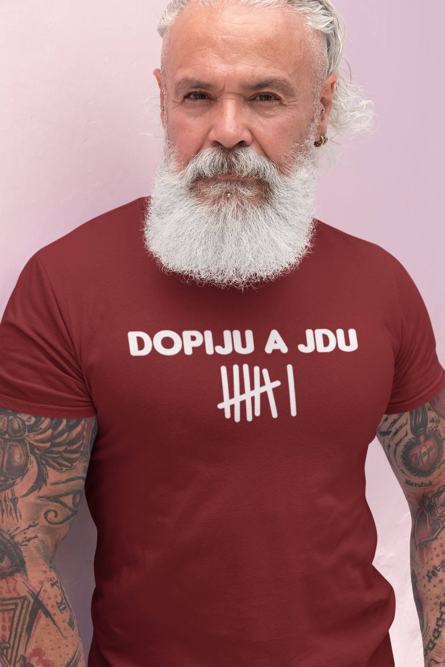 Pánské tričko Dopiju a jdu Barva: Bordová, Velikost: XL
