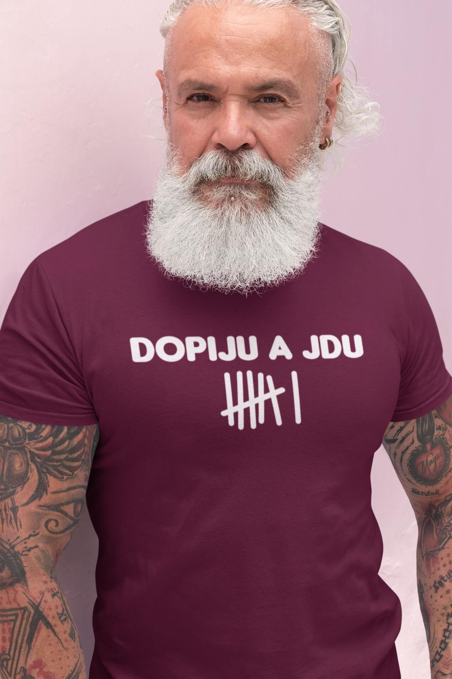 Pánské tričko Dopiju a jdu Barva: Fuchsiová, Velikost: 2XL