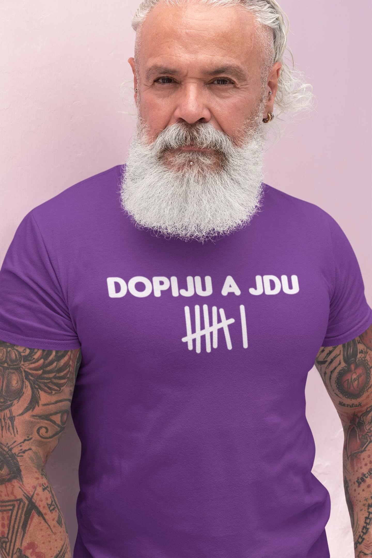 Pánské tričko Dopiju a jdu Barva: Fialová, Velikost: 2XL