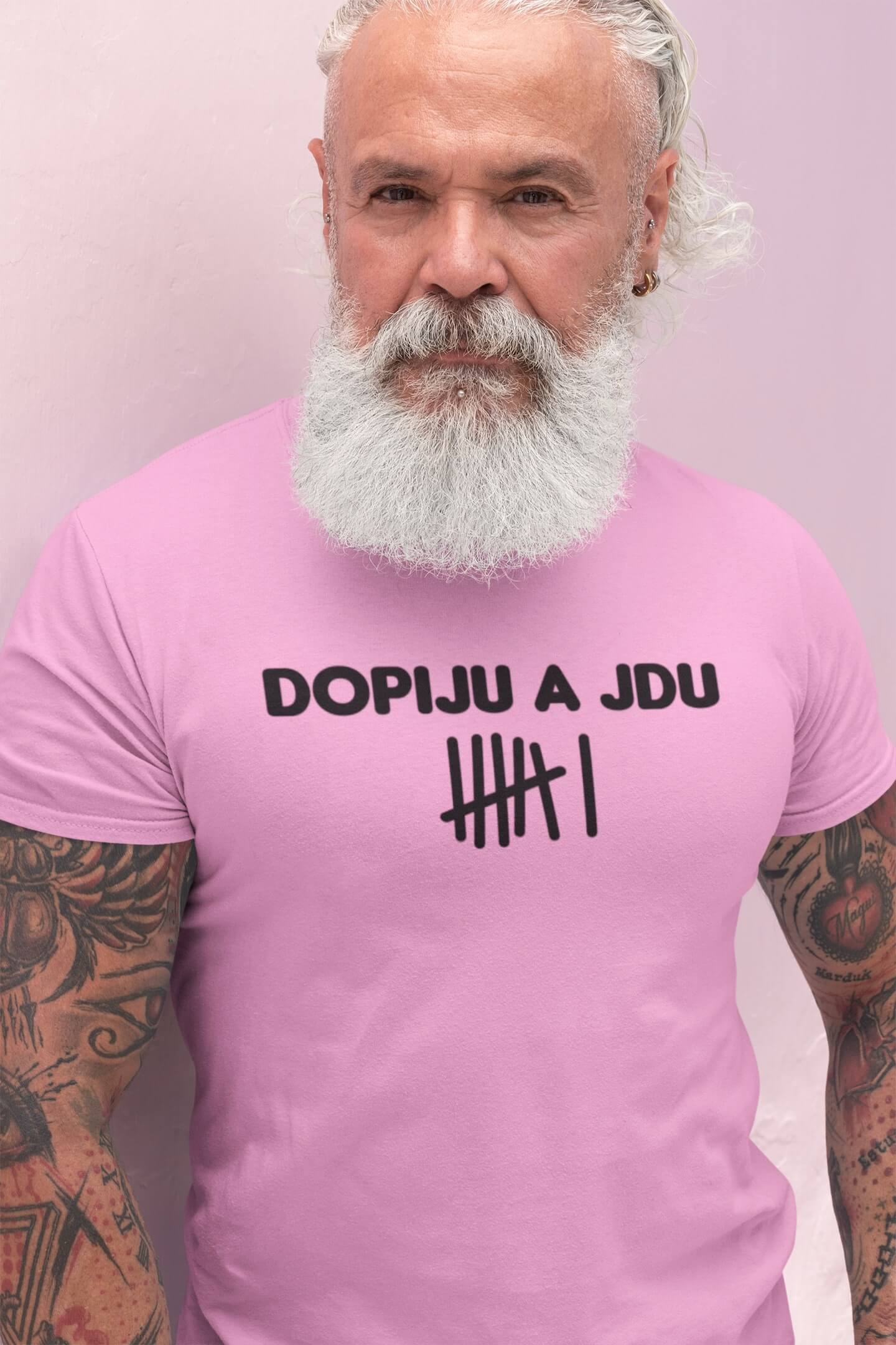 Pánské tričko Dopiju a jdu Barva: Ružová, Velikost: 2XL