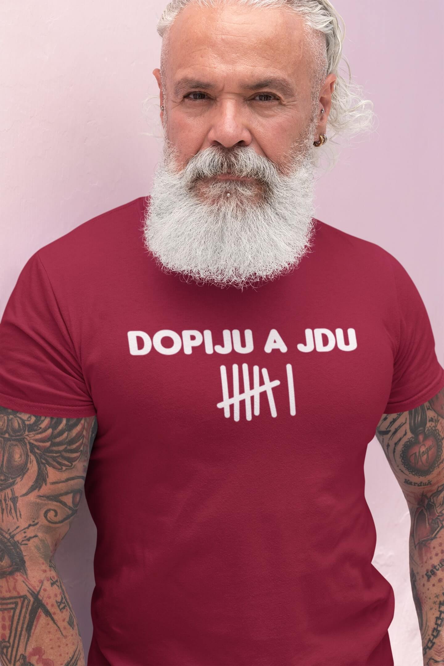 Pánské tričko Dopiju a jdu Barva: Marlboro červená, Velikost: 3XL